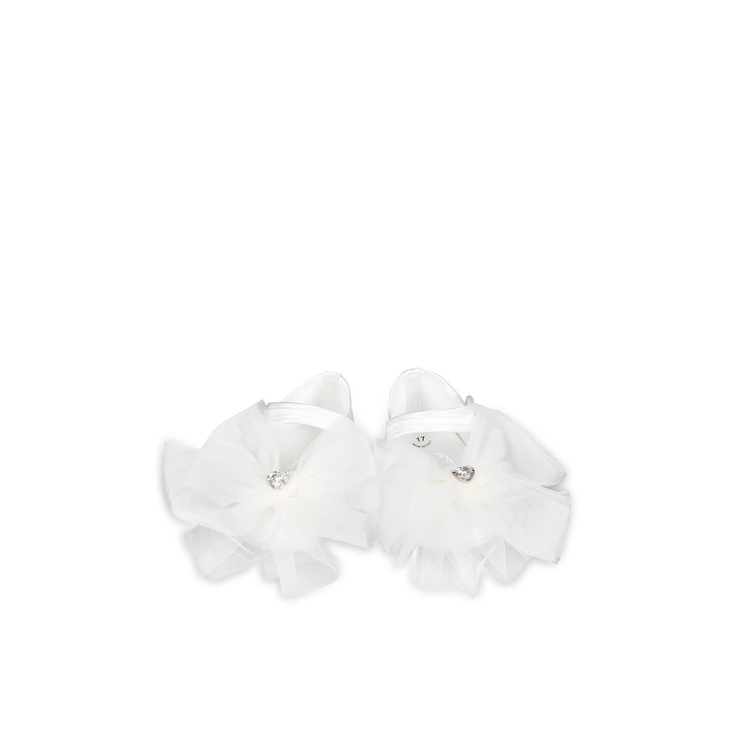 Monnalisa White Ballet Flats For Baby Girl With Bow In White