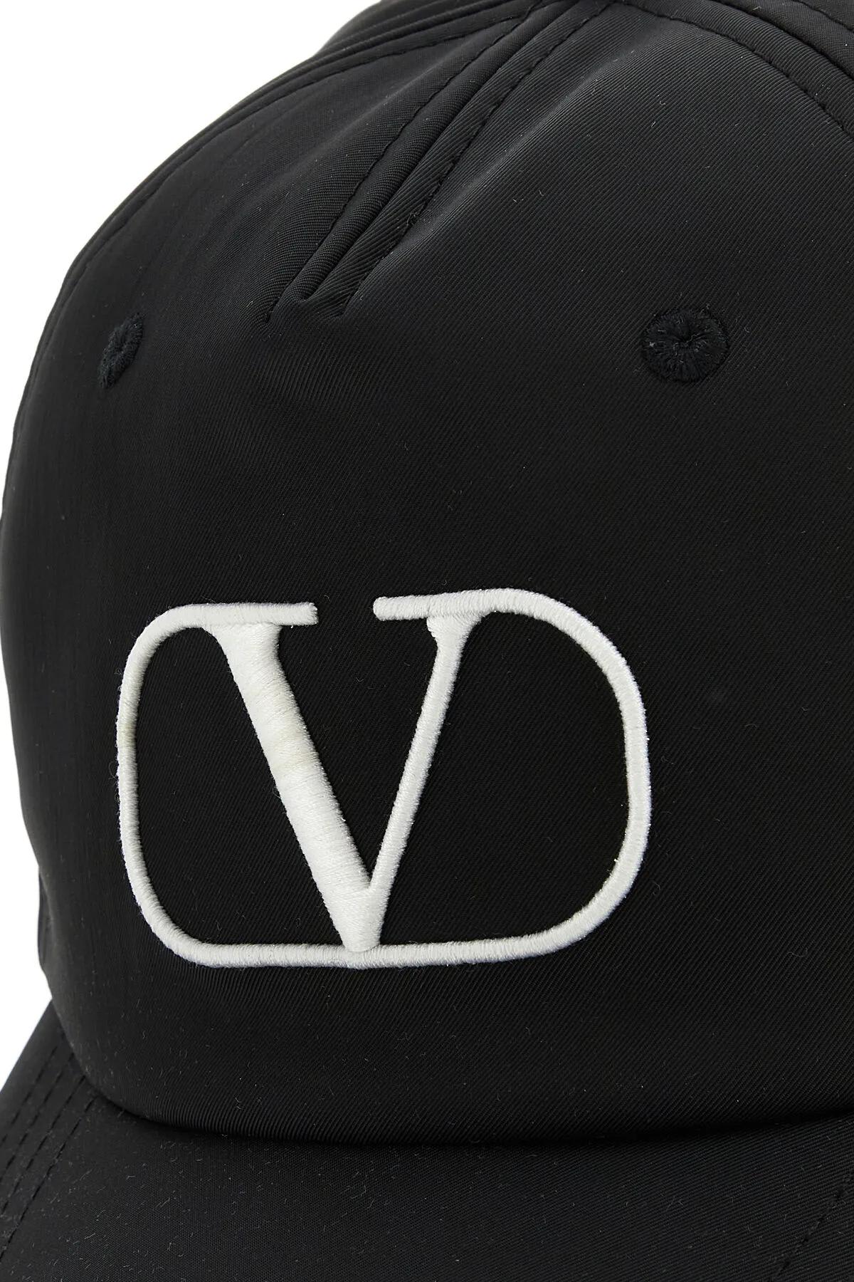 Shop Valentino Black Polyester Blend Baseball Cap