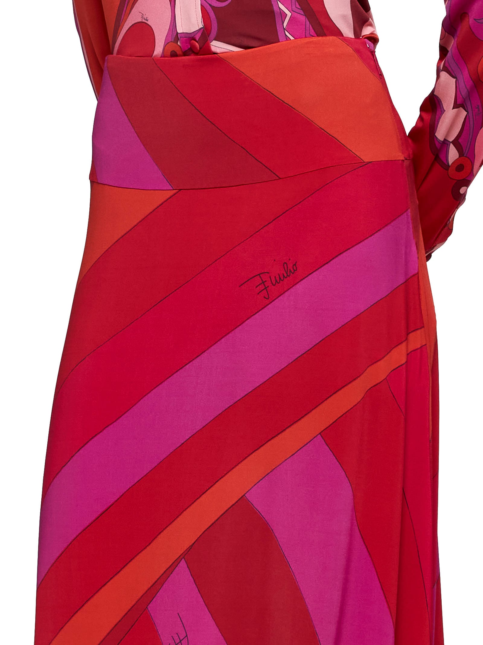 Shop Pucci Skirt In Rosso/fuxia