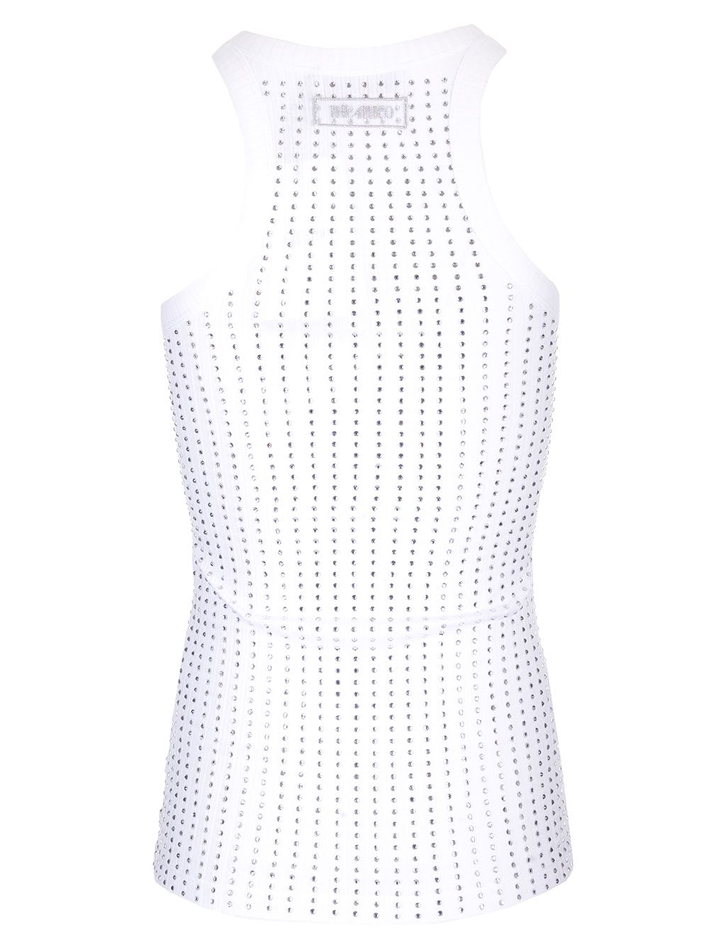 Attico Strass Tank Top In White