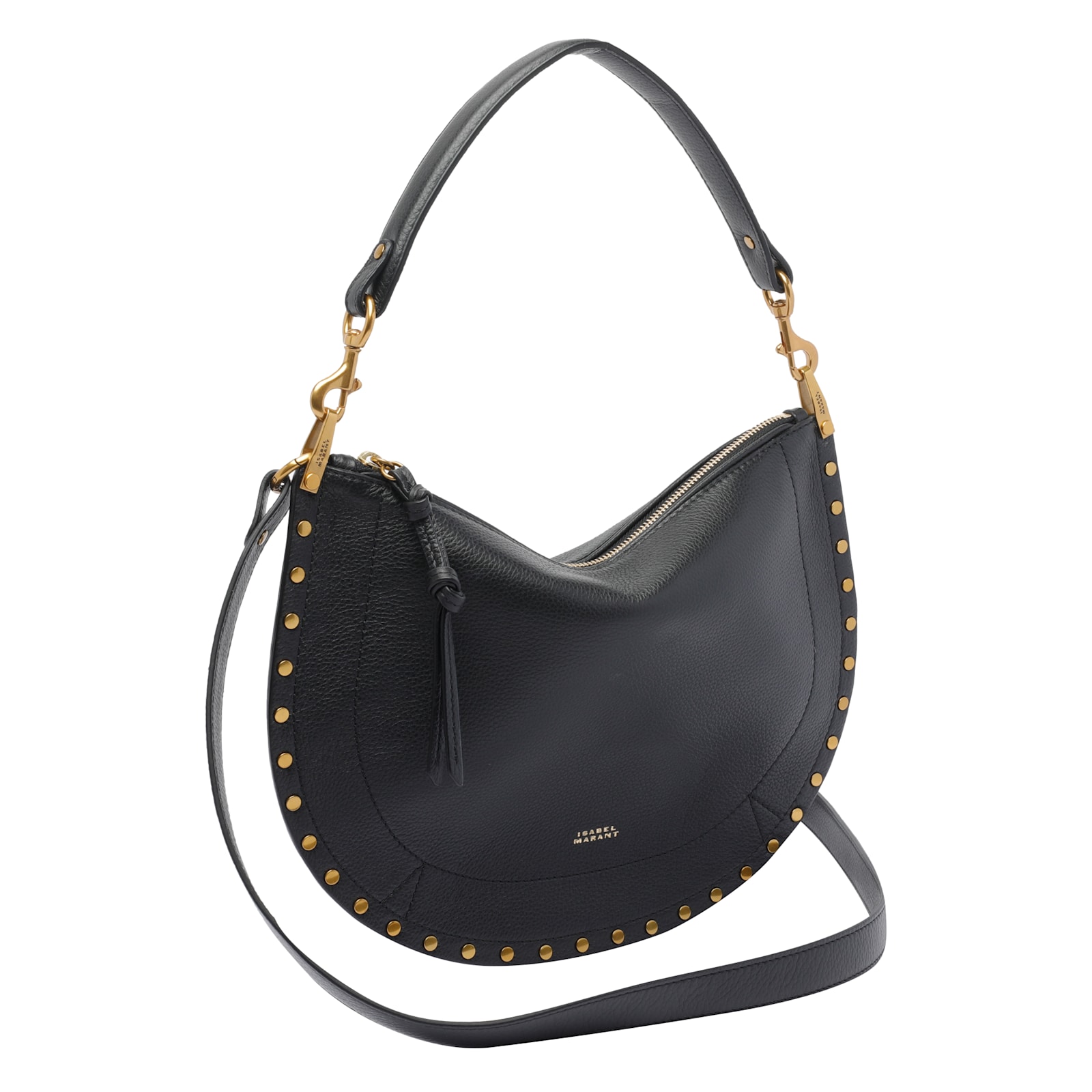 Isabel Marant Oskan Studded Grainy Leather Shoulder Bag In Black