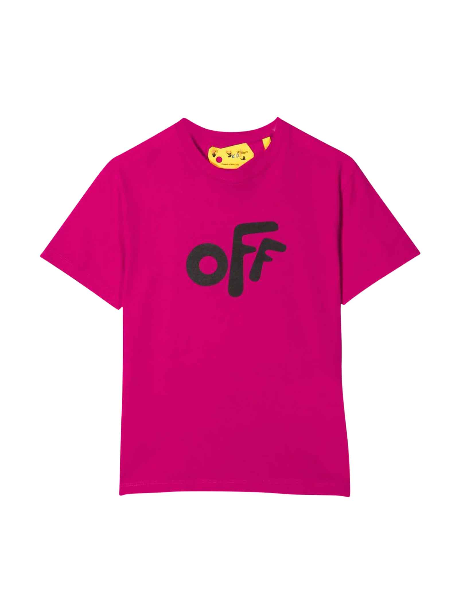 Off-White Fuxia T-shirt With Black Print