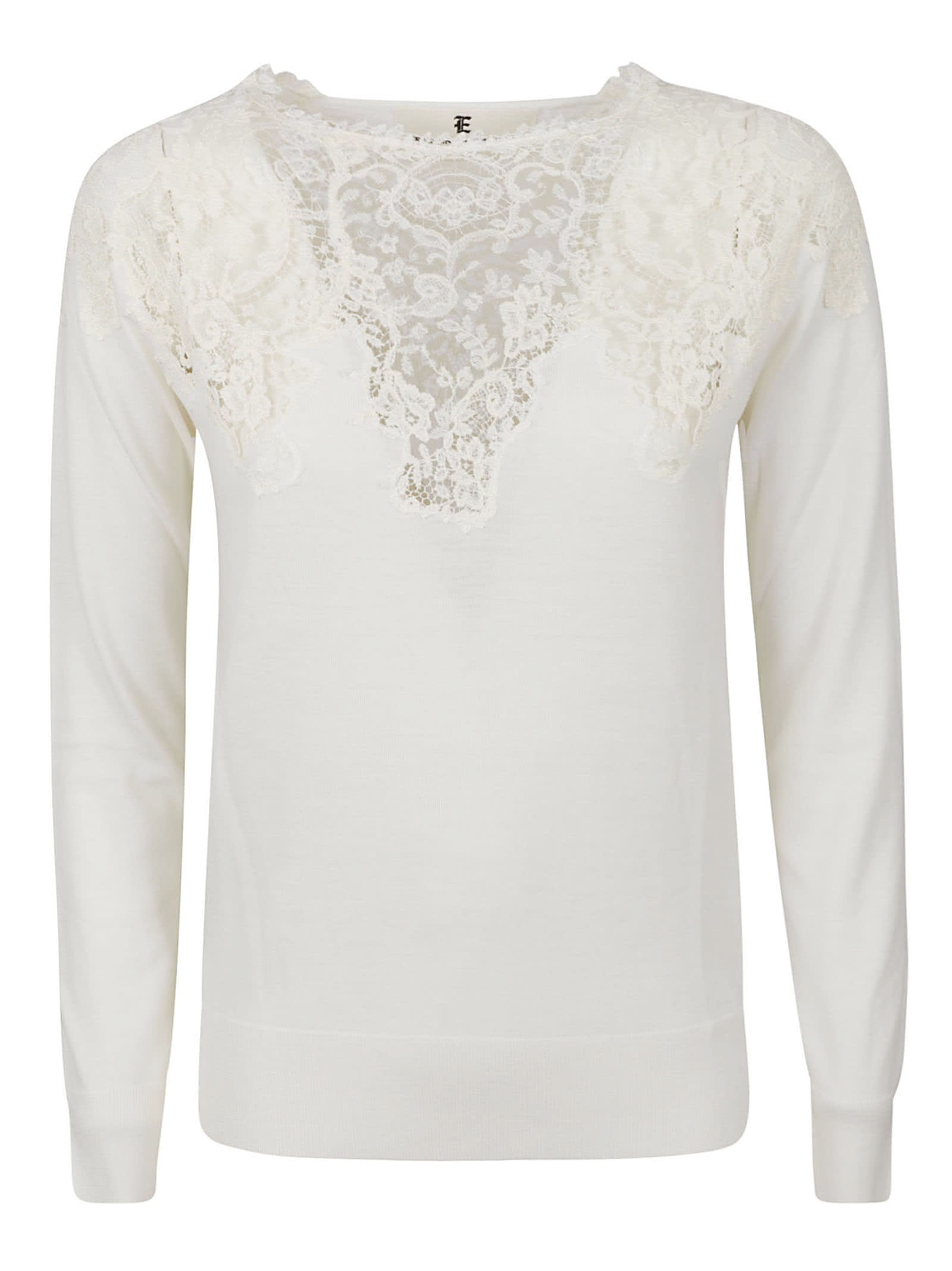 Ermanno Scervino Lace Paneled Ribbed Sweater