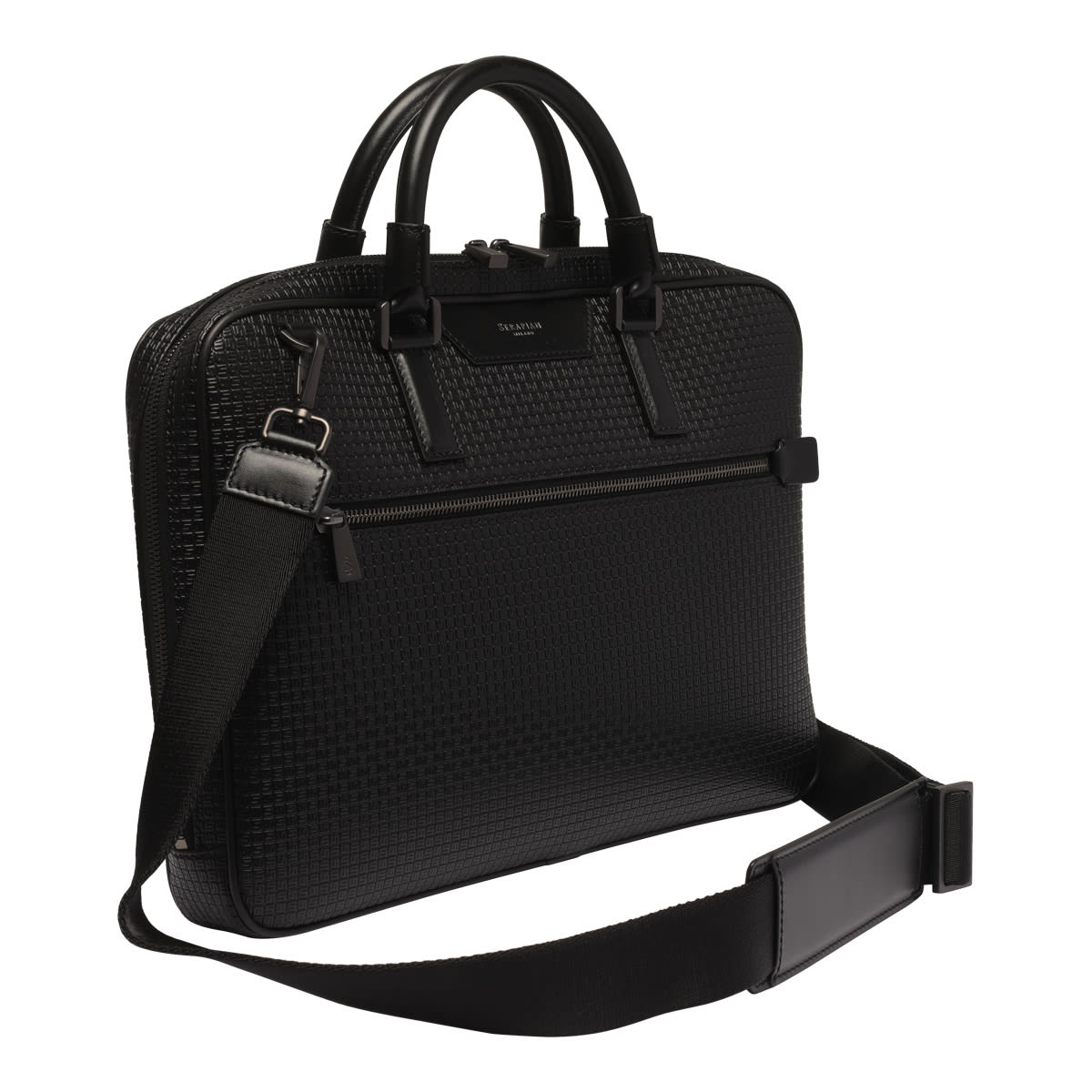 Shop Serapian Extra Slim Stepan Business Bag In Black
