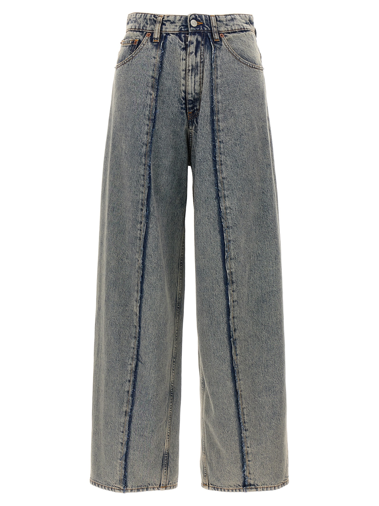 Shop Mm6 Maison Margiela Wide Leg Jeans In Blue