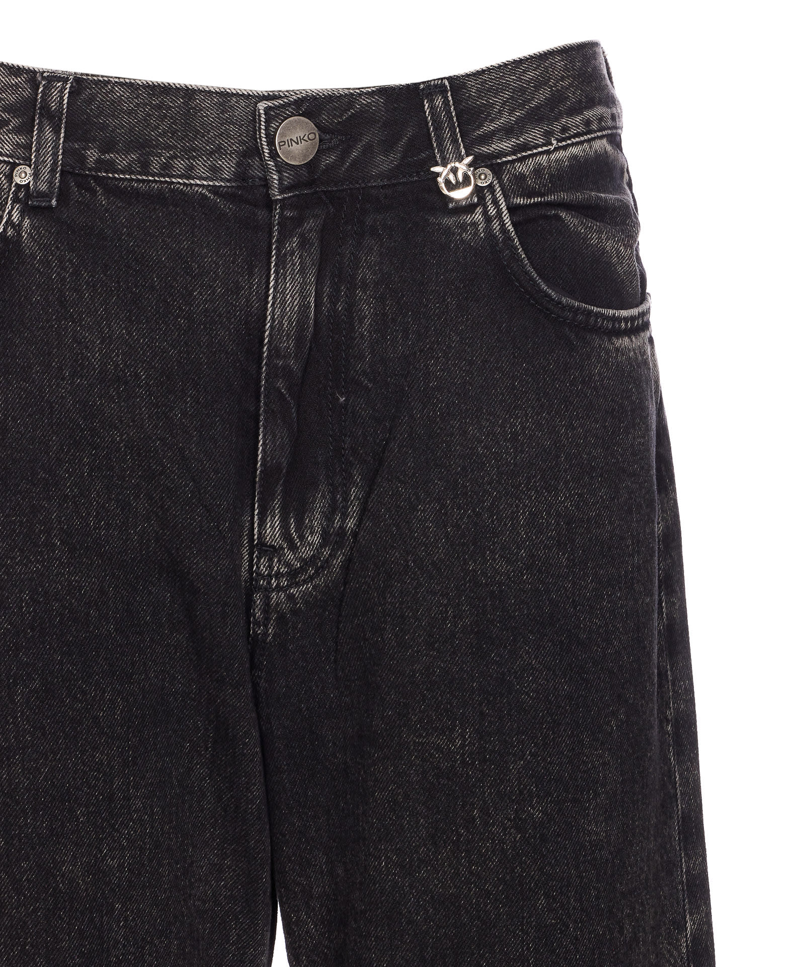 Pinko Wide-leg Jeans In Black Denim In Black