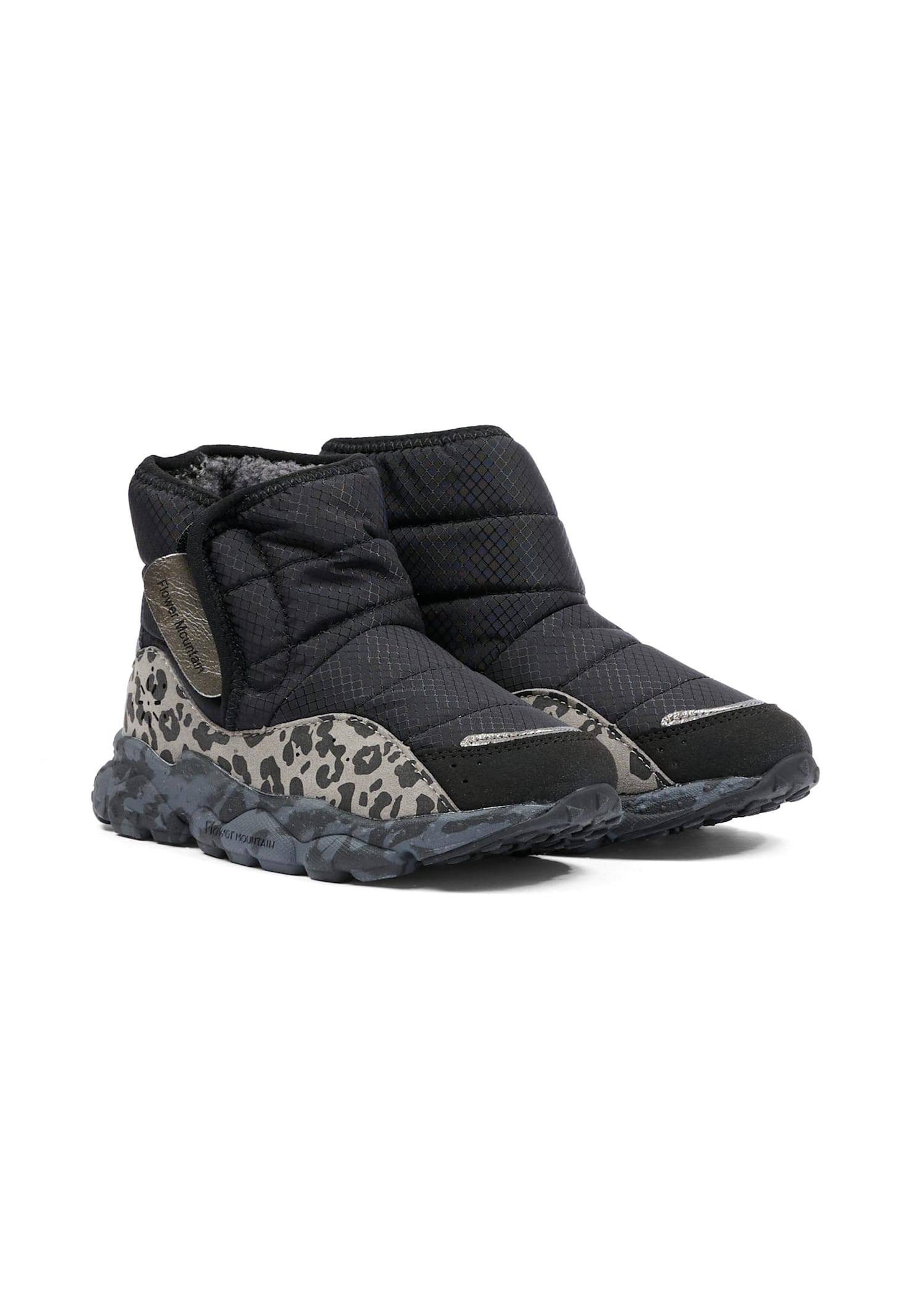 Flower Mountain Black Ankle Boots For Kids In Black