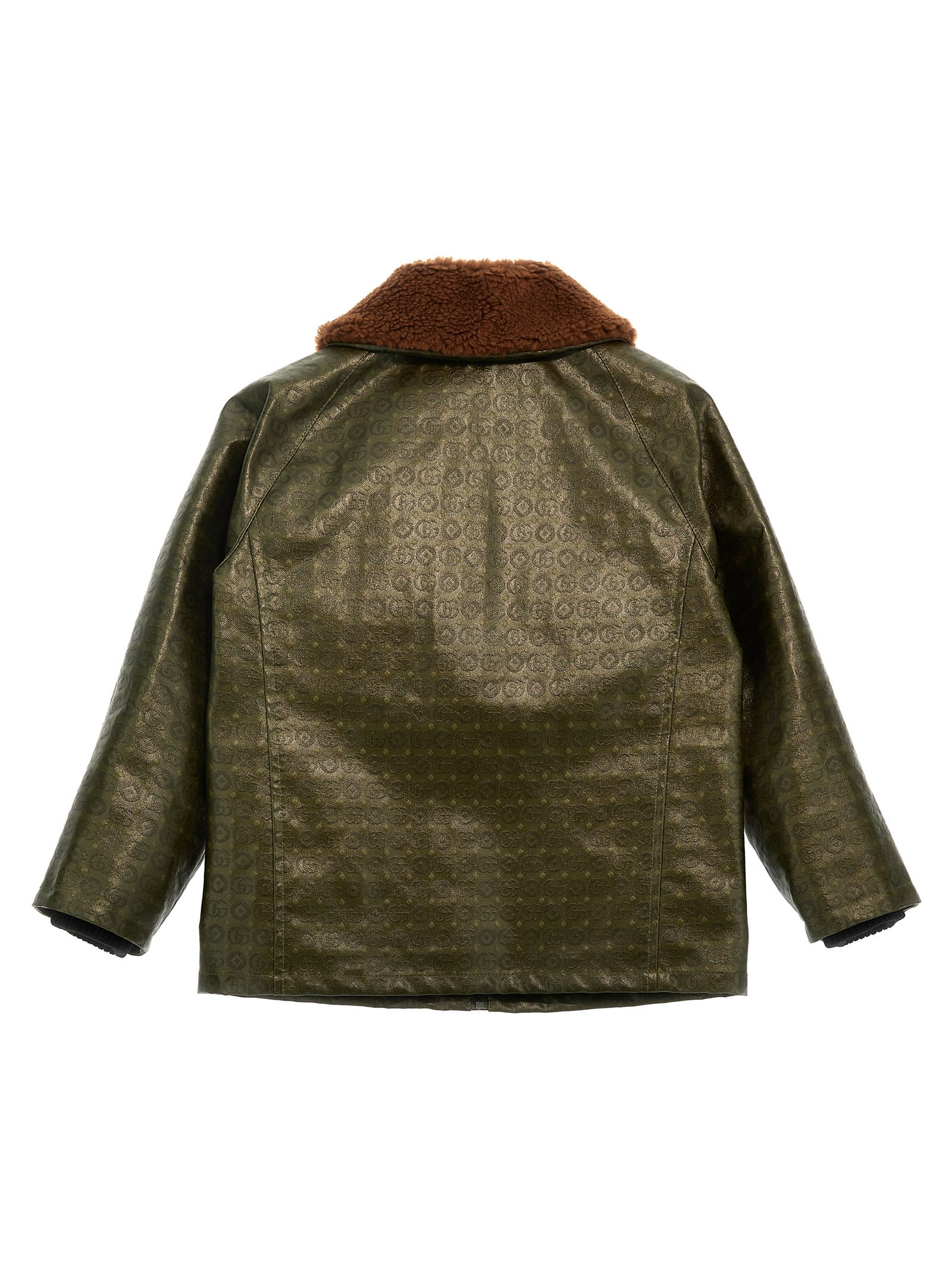 Gucci Double G Pattern Cotton Jacket In Green