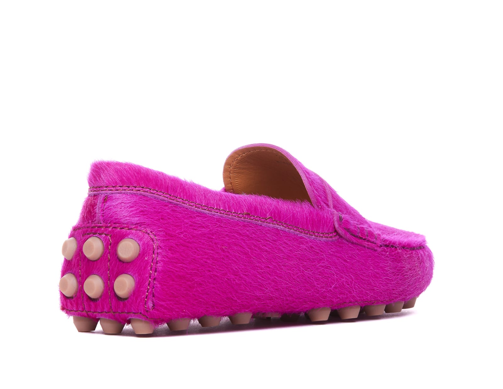 Shop Tod's Pony Skin Effect Bubble Gommini Loafers In Fuchsia