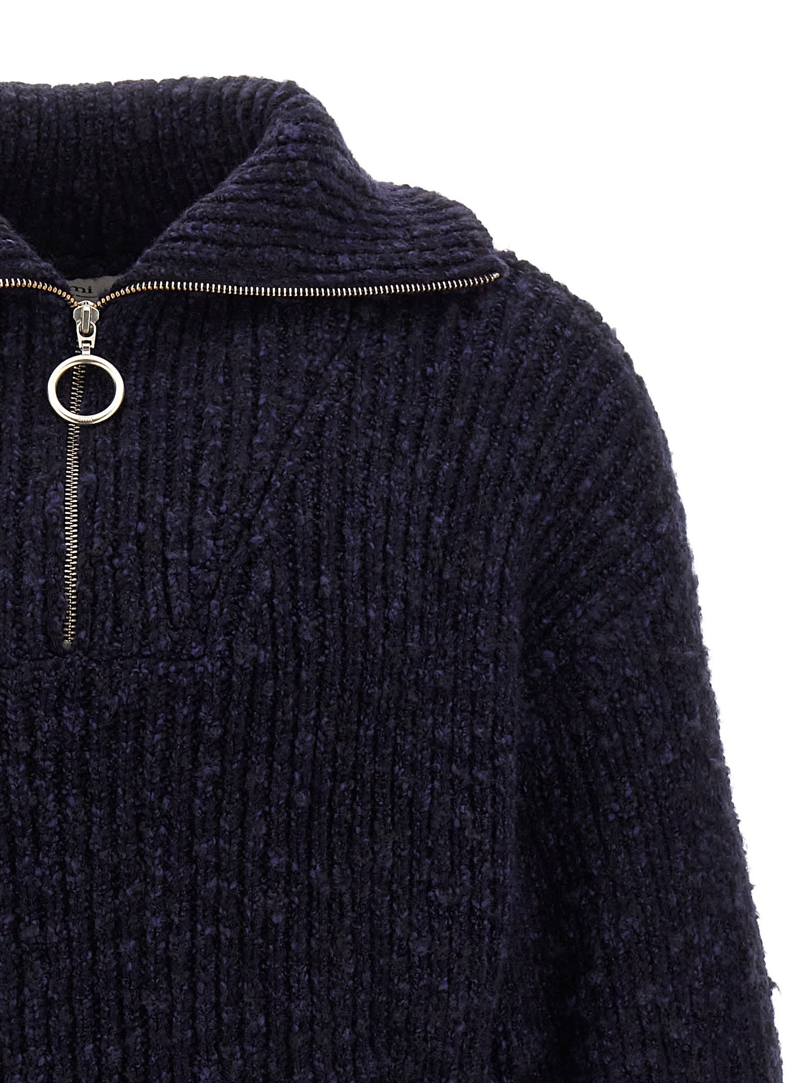 Shop Ami Alexandre Mattiussi Half Zip Sweater In Blue