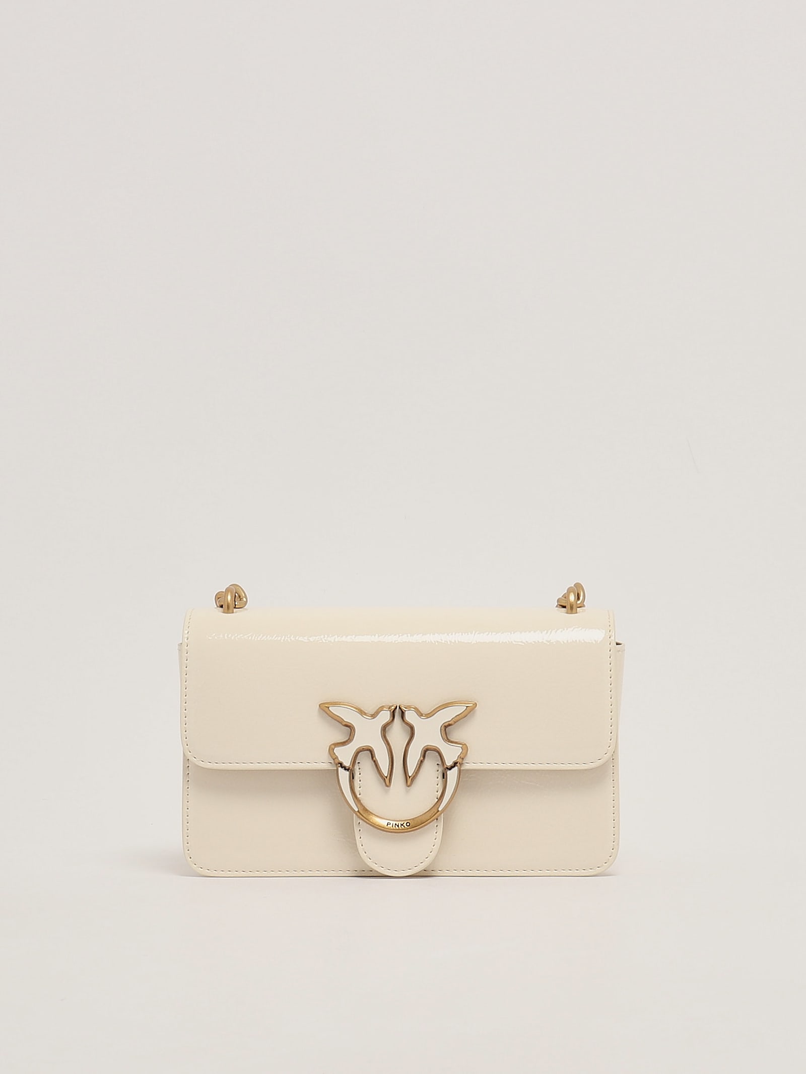 Shop Pinko Love One Mini Light Clutch In Bianco