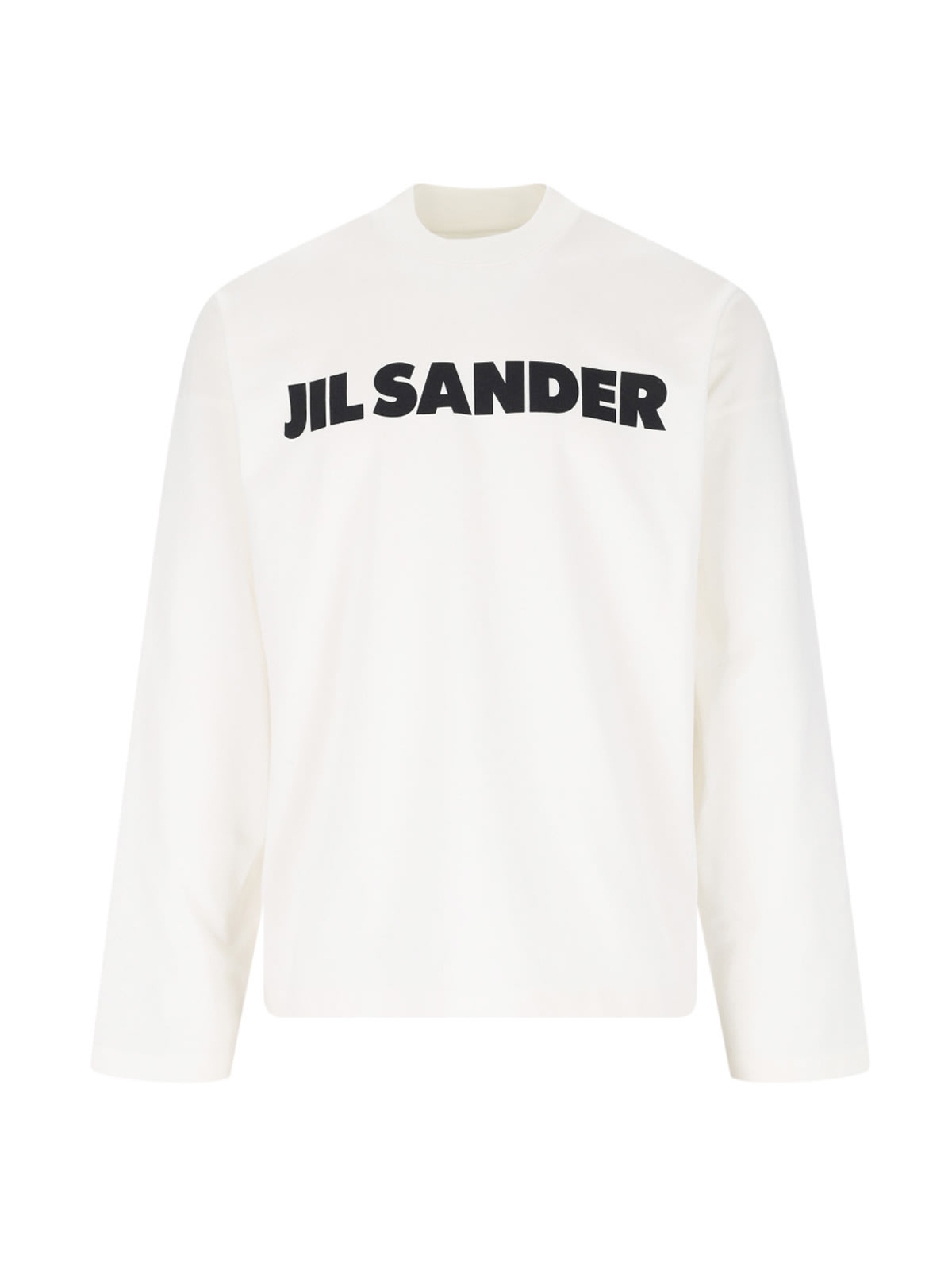 Jil Sander Men White Crewneck Sweatshirt With Contrasting Logo Print At The Front In Cotton Man In White