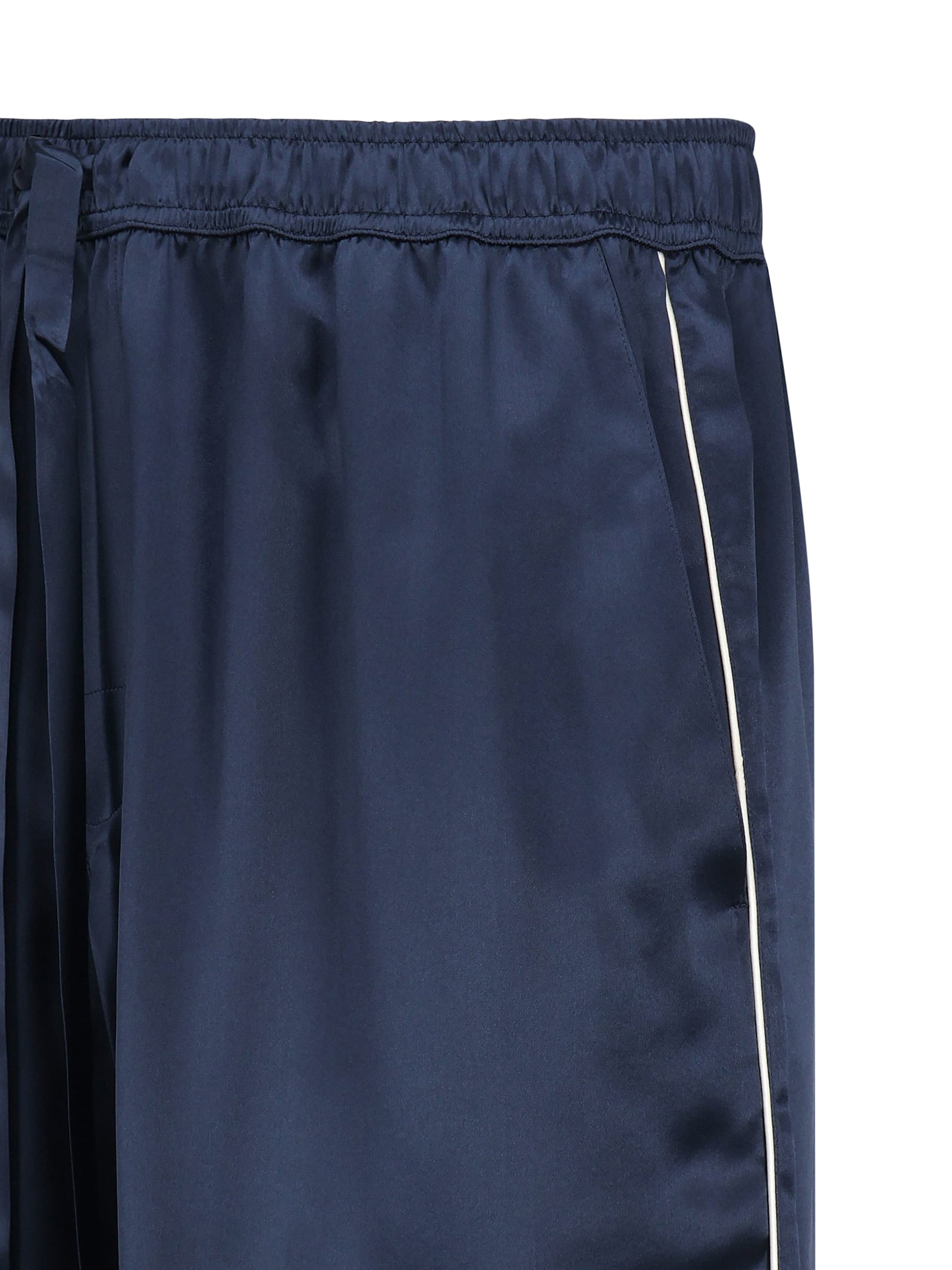 Dolce & Gabbana Silk Drawstring Shorts Side Stripe In Blue