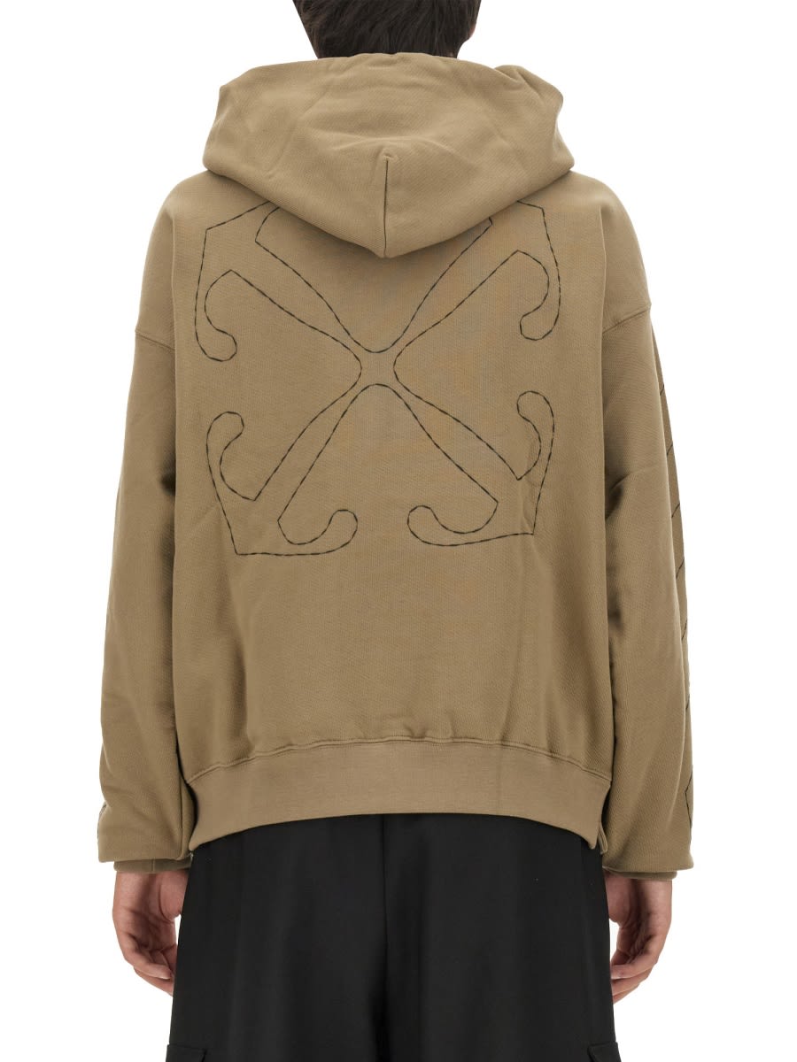 Shop Off-white Sweatshirt With Arrow Embroidery In Beige