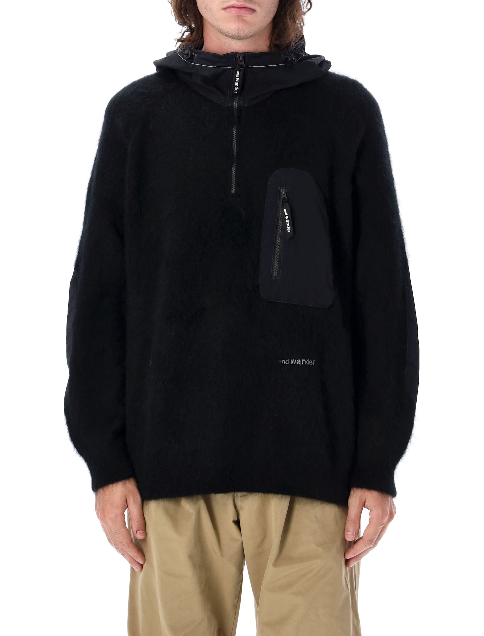 Shop And Wander 59 Mohair Knit Hoodie In Black