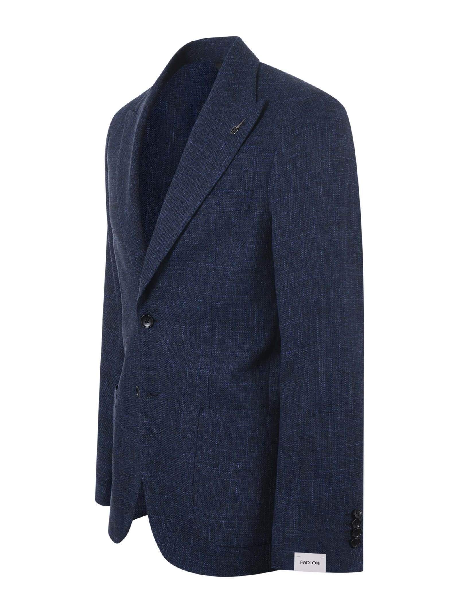 Shop Paoloni Jacket In Blu Scuro Melange