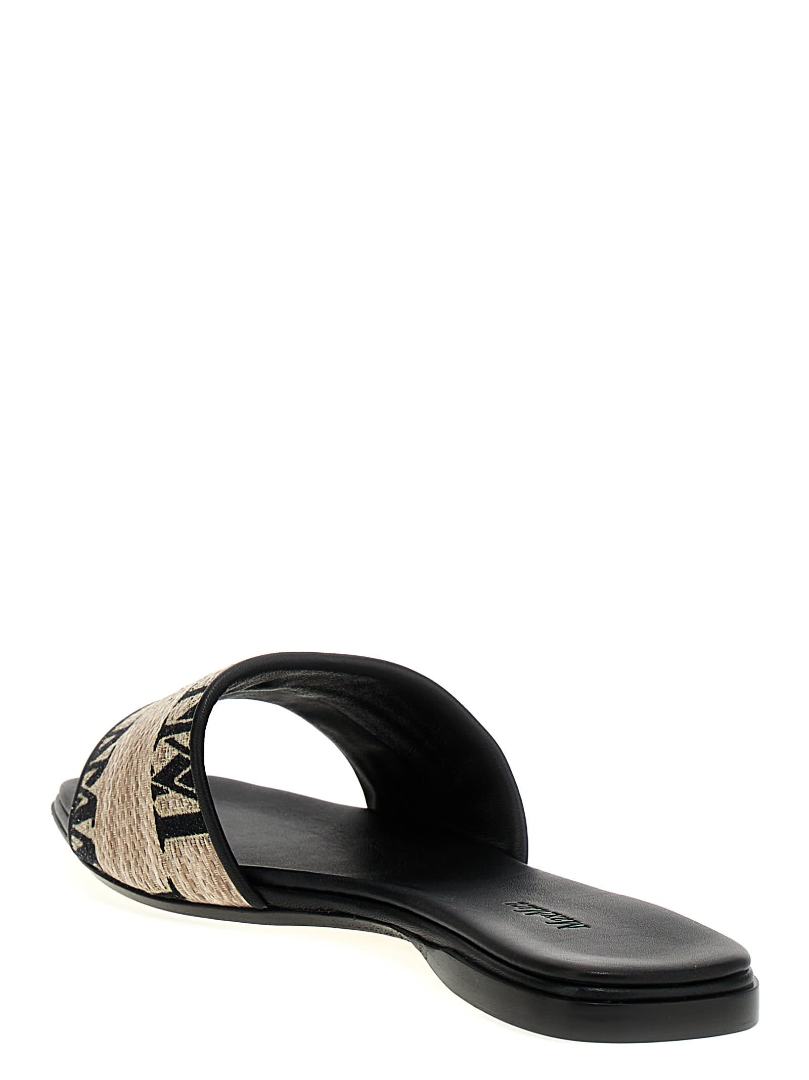 Shop Max Mara Logoslide Sandals In Neutrals/black