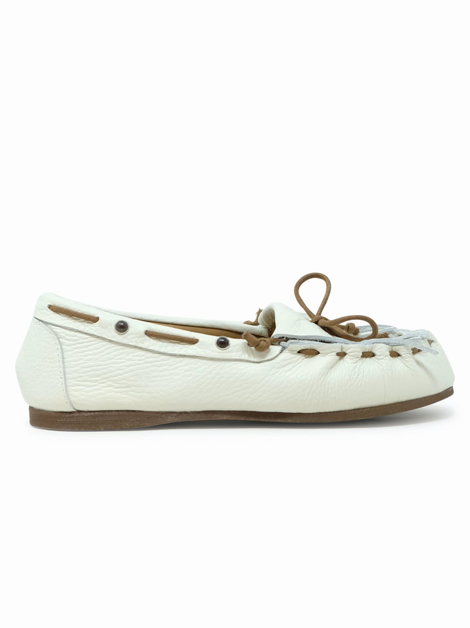 Parosh Toshoe Ivory Leather Loafers