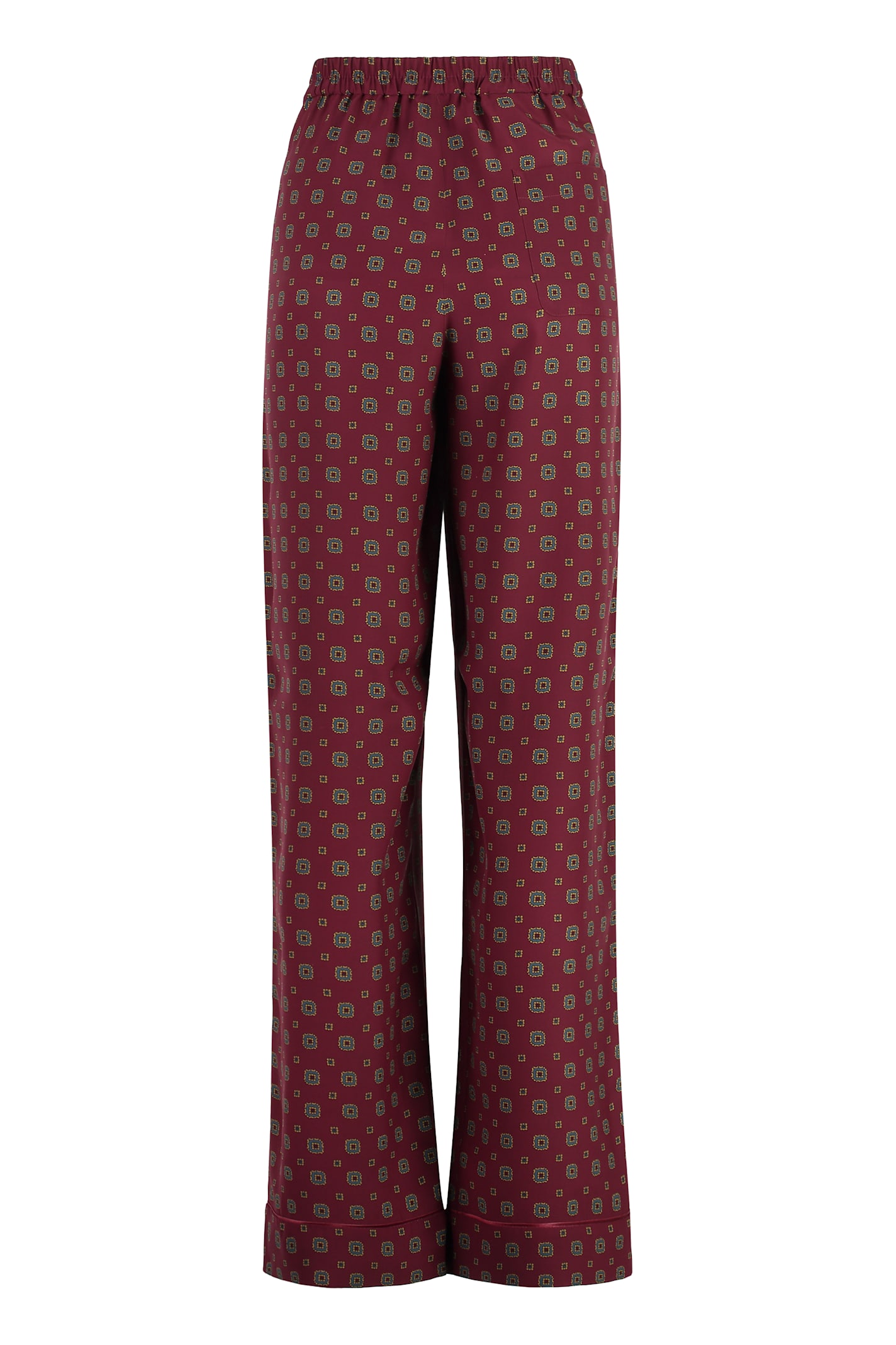 Shop Moschino Printed Silk Pants In Burgundy