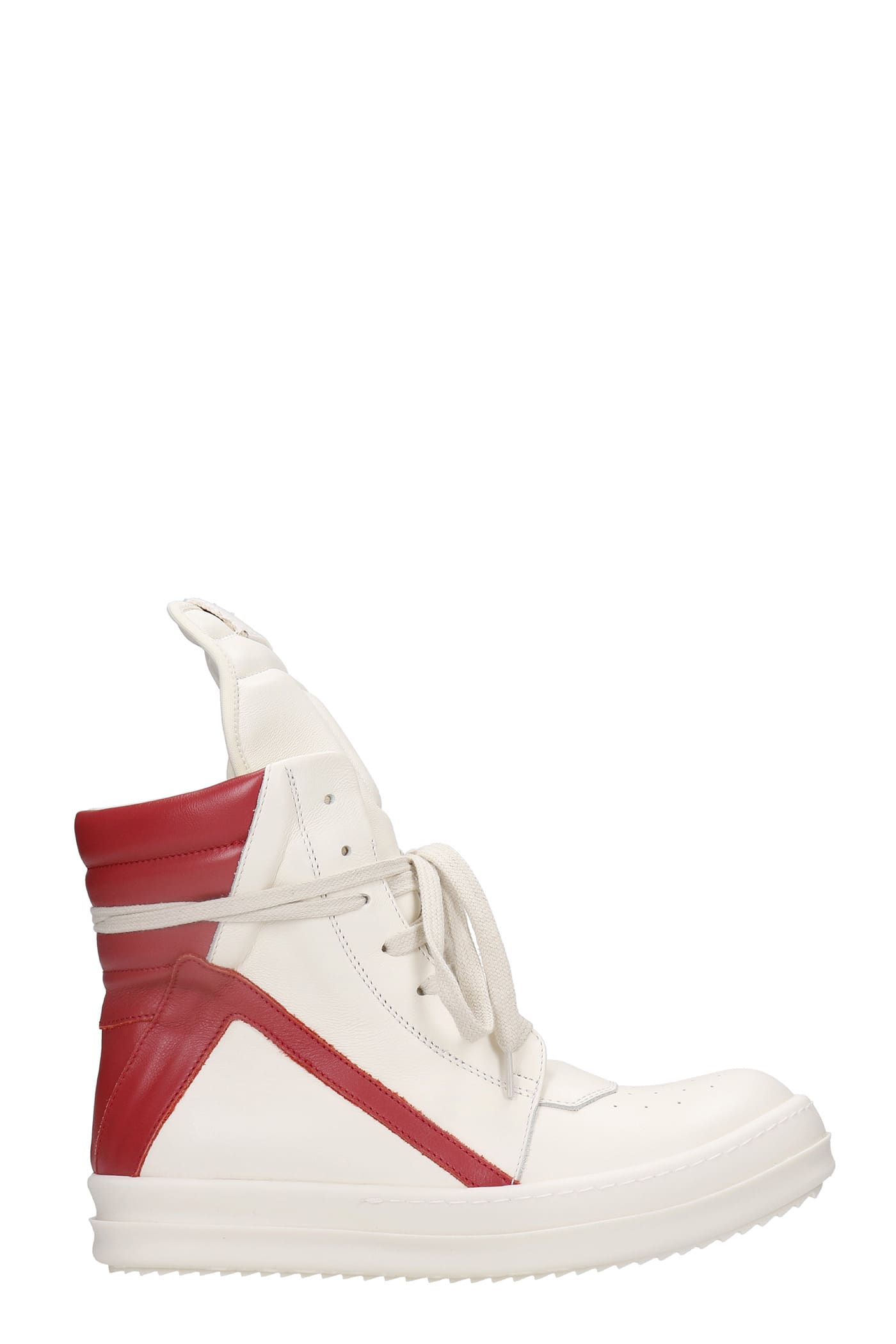 Rick Owens Geobasket Sneakers In White Leather
