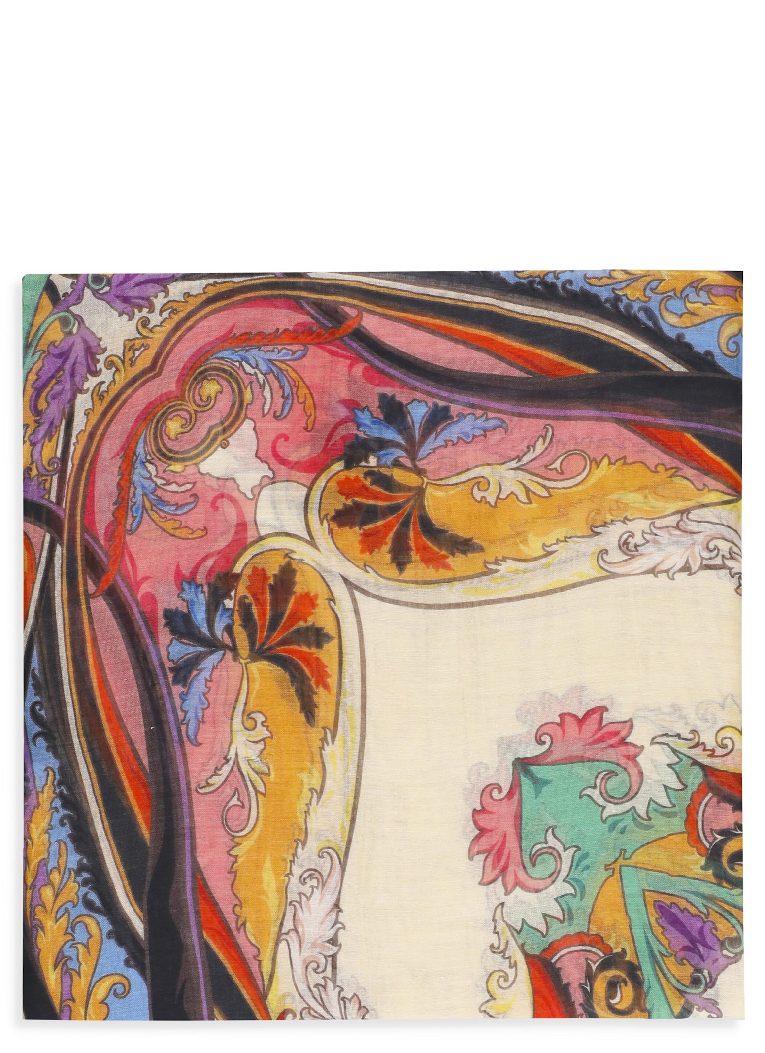Etro Floral Printed Frayed Edge Scarf