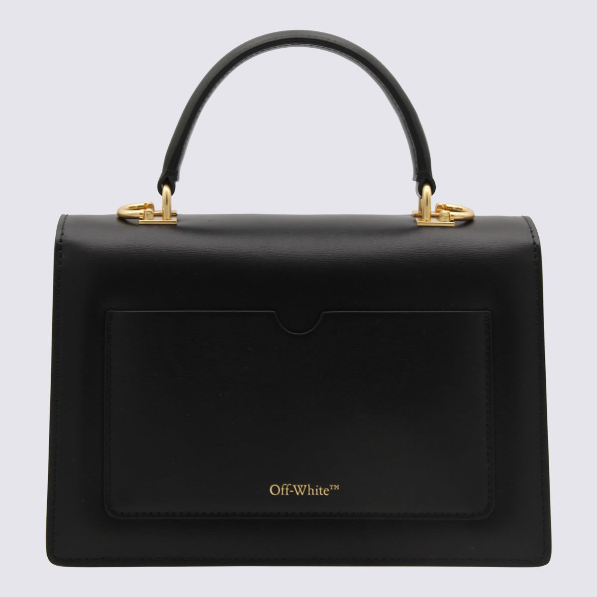 Shop Off-white Black And Gold Leather Jitney 1.4 Top Handle Bag