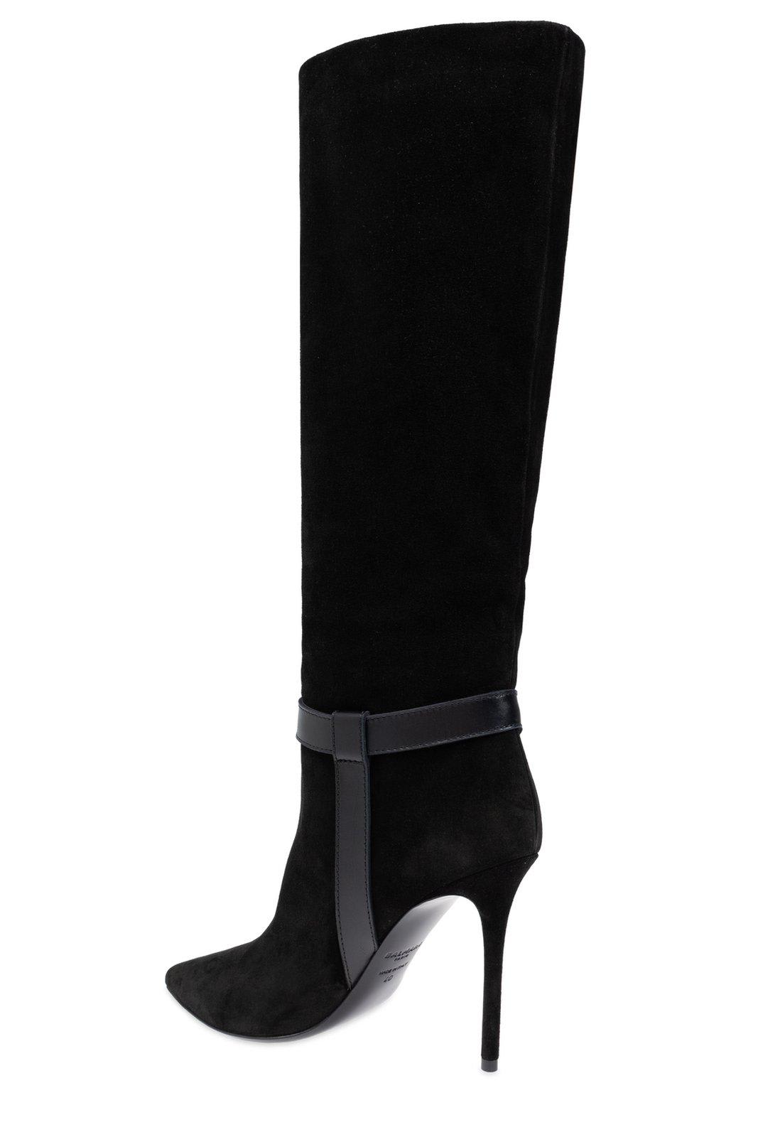 Shop Balmain Eva Knee-high Heeled Boots In Nero