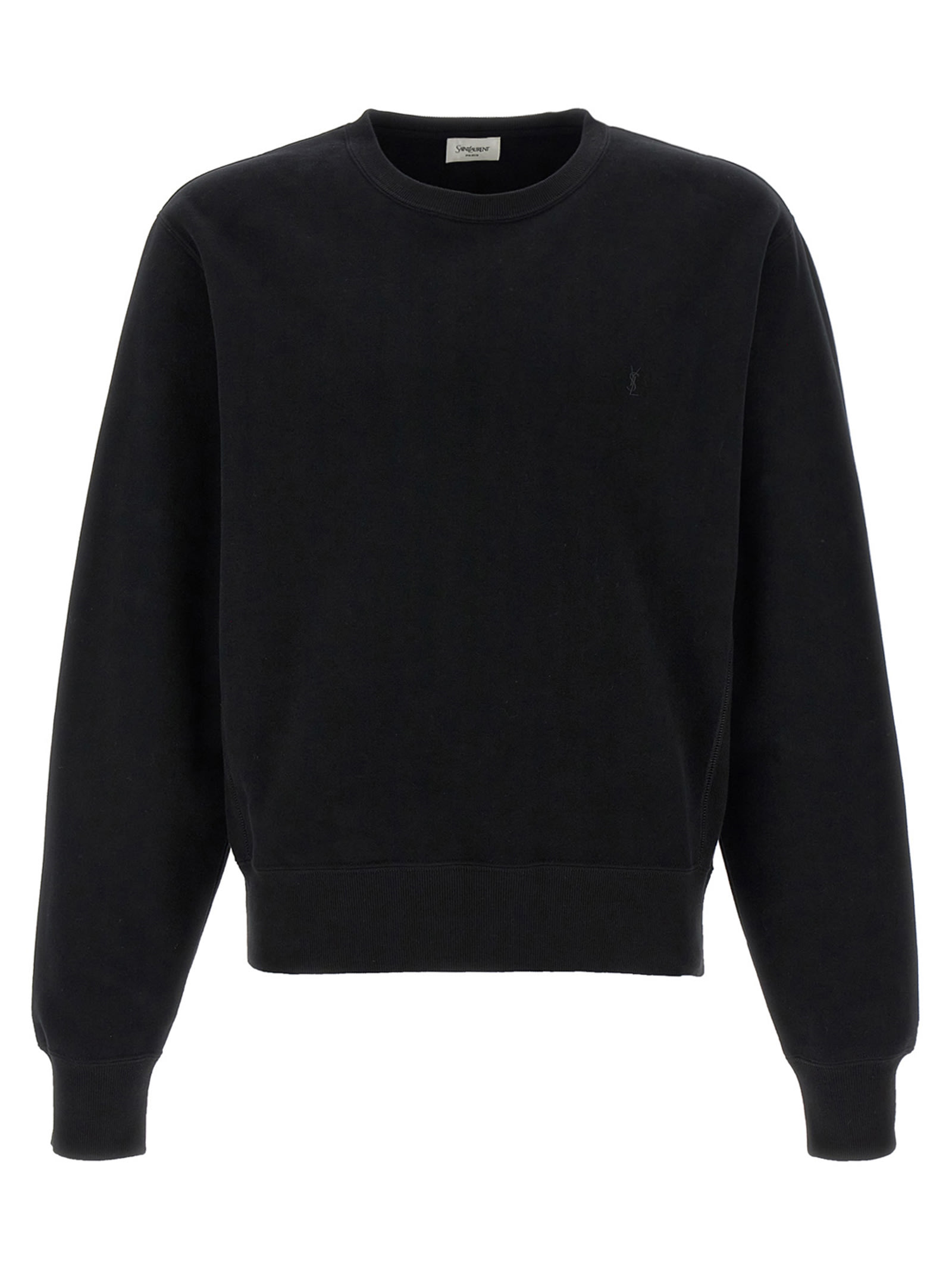 Saint Laurent Certified Cotton Sweatshirt With Cassandre Embroidery In Black