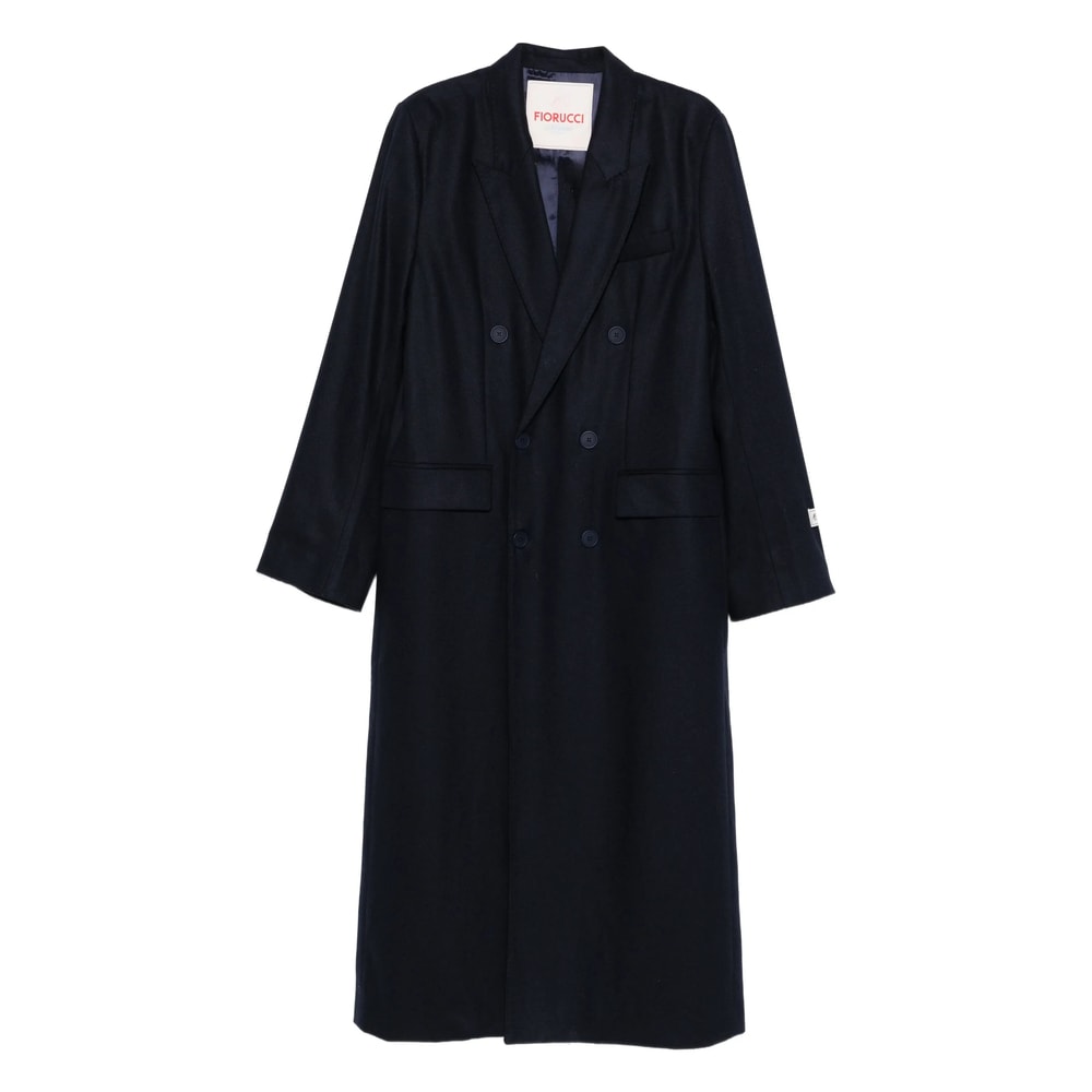 Fiorucci Wool-blend Double-breasted Coat In Blue