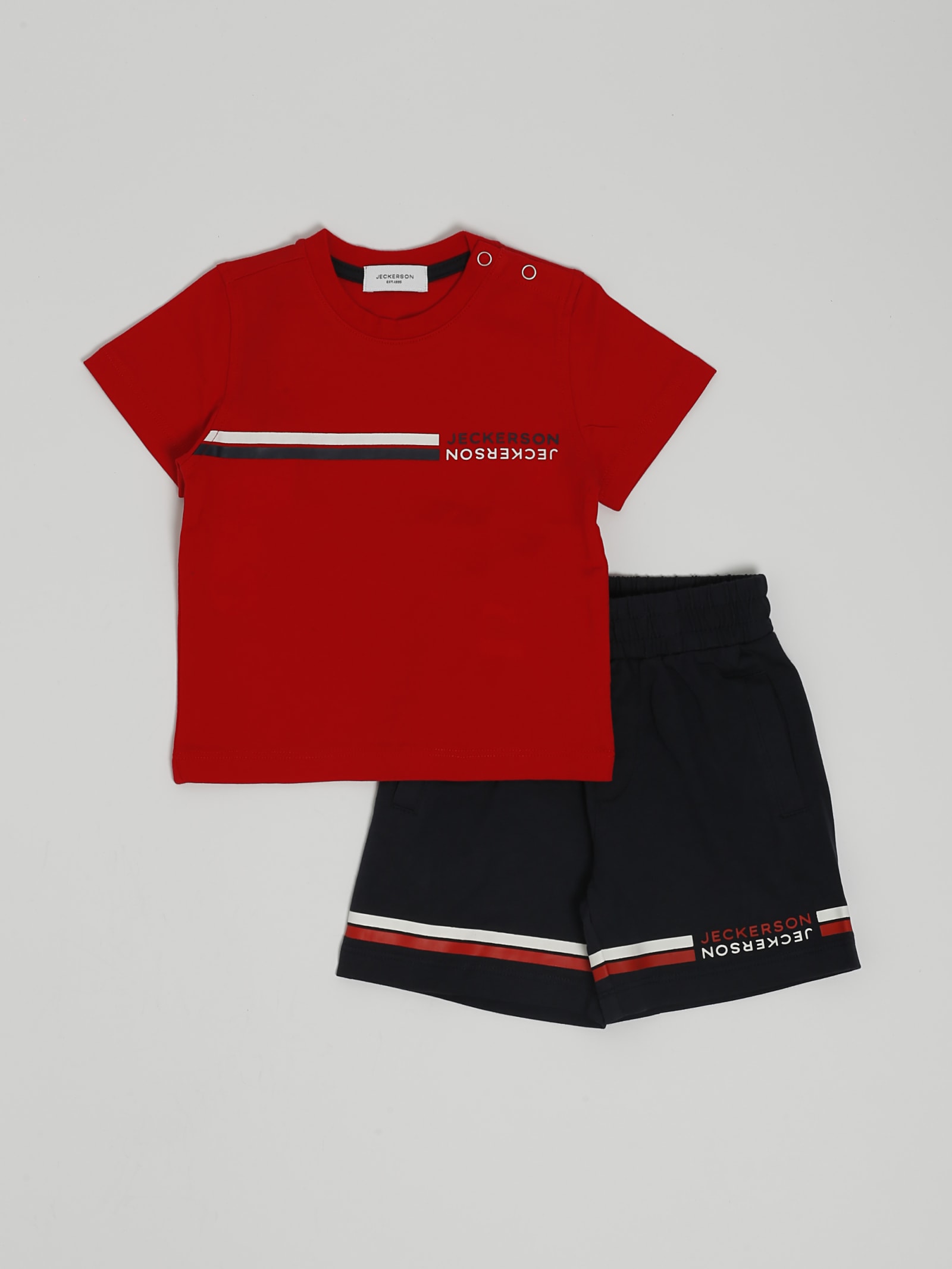 Jeckerson Babies' T-shirt+shorts Suit In Rosso-blu