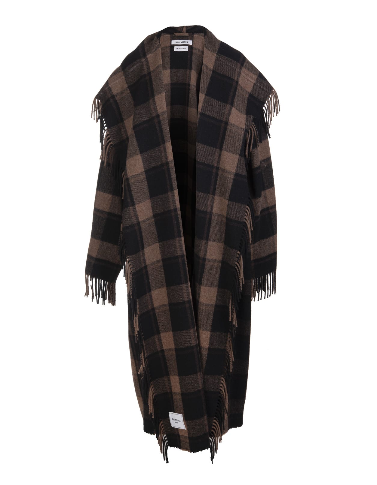 Photo of  Balenciaga Woman Brown And Black Blanket Coat- shop Balenciaga jackets online sales