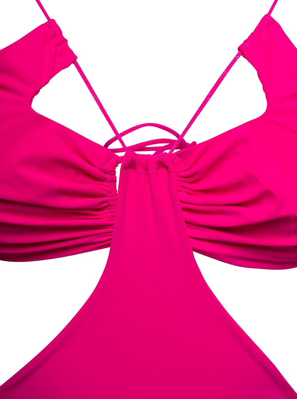 Shop Amazuìn Sadie Fuchsia Swimsuit With Cut-out And Spaghetti Straps In Stretch Polyamide Woman In Pink