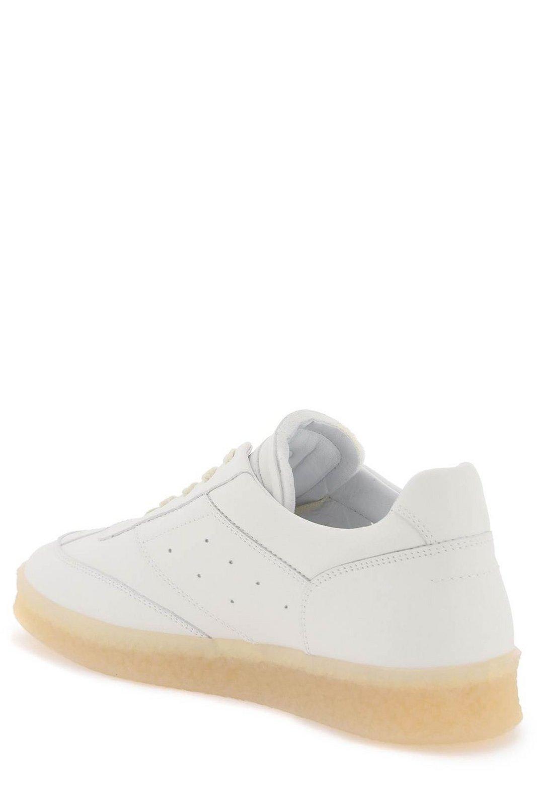 Shop Mm6 Maison Margiela Court Lace-up Sneakers In Bright White (white)