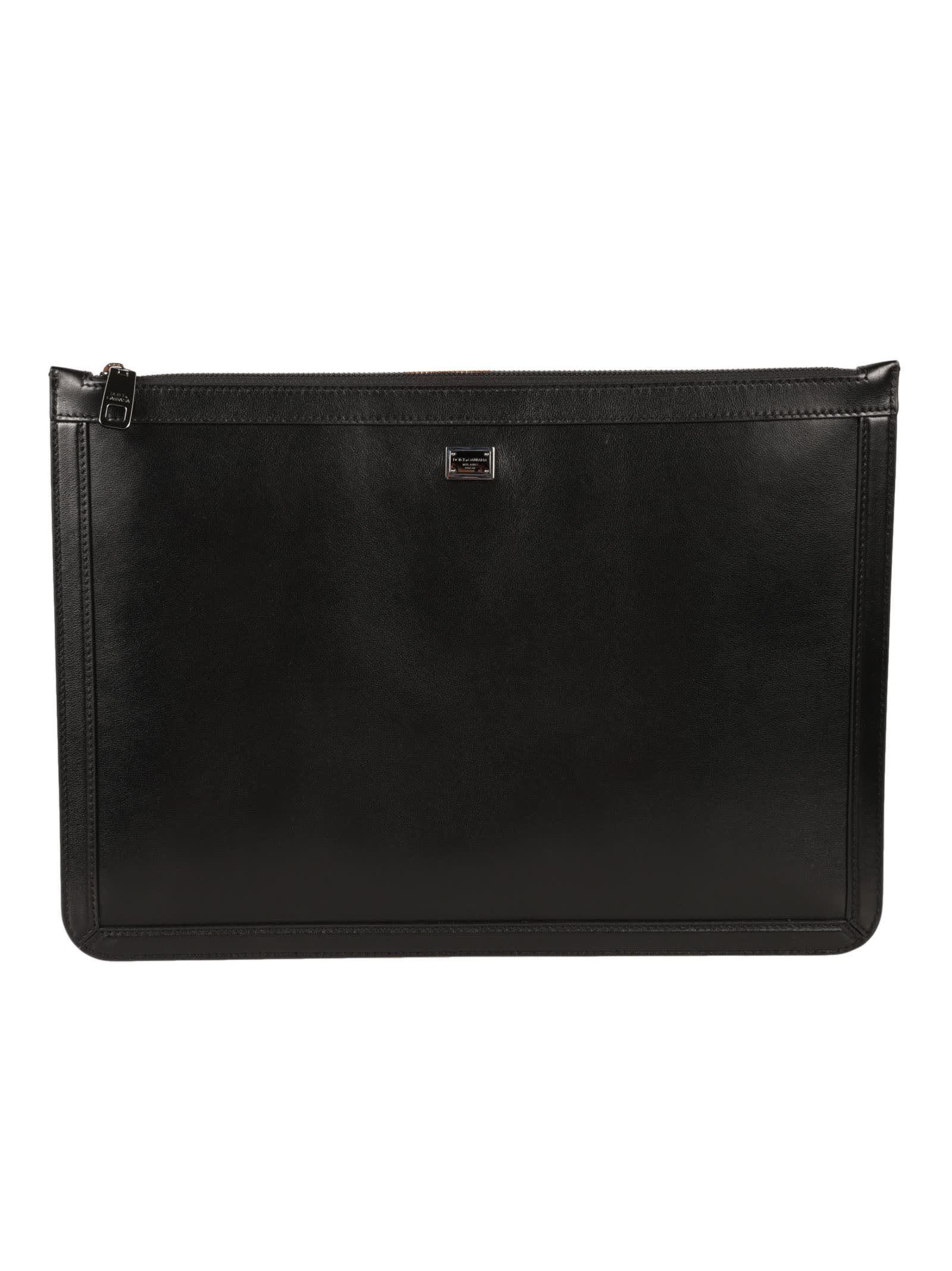 Shop Dolce & Gabbana Logo Plaque Clutch In Black