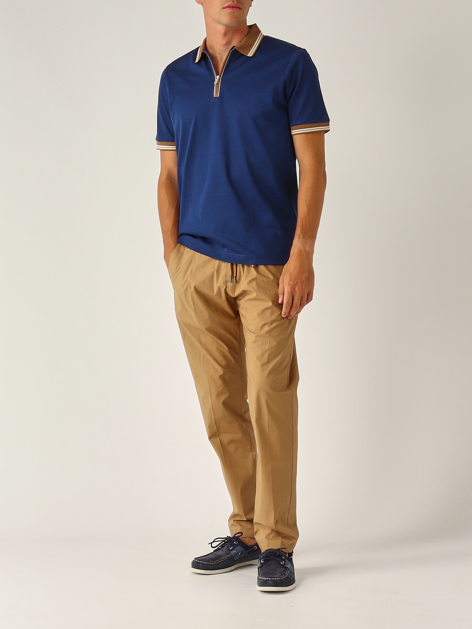 Herno Jogger In Light Cotton Stretch Trousers In Brown