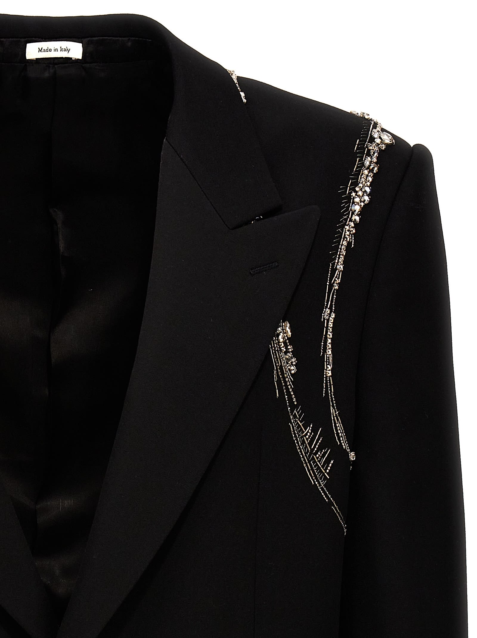 Shop Alexander Mcqueen Crystal Harness Blazer In Black