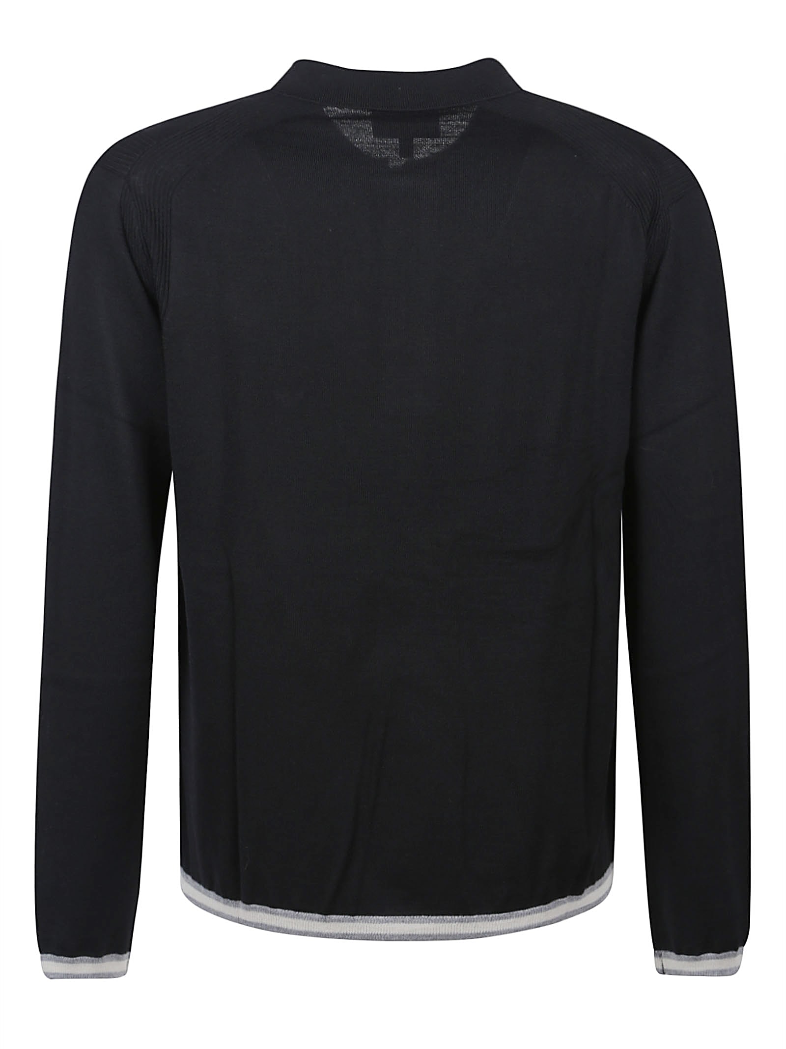 Emporio Armani Half-zip Wool-blend Polo Shirt In Black