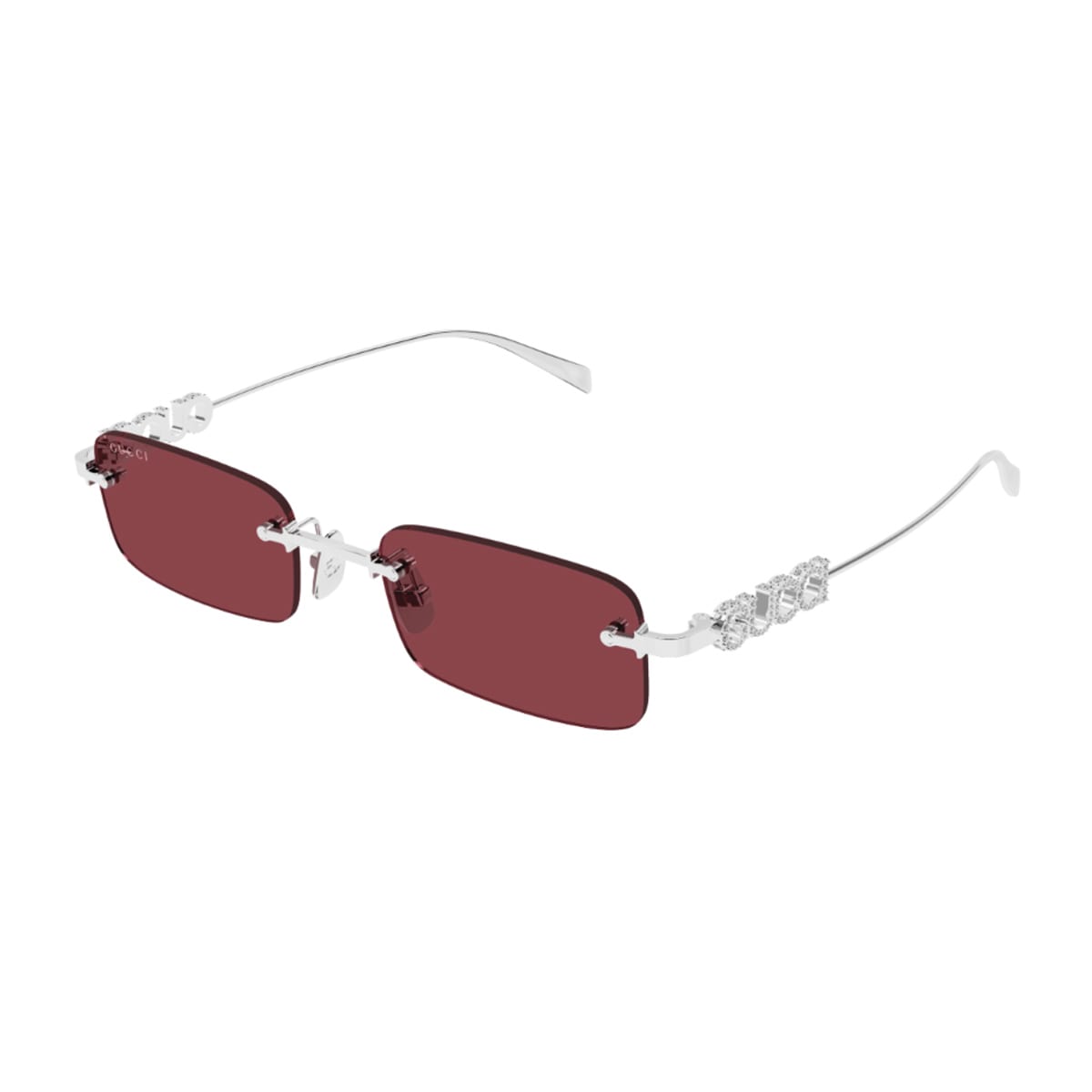 Gucci Gg1808s Linea Name Of Brand 004 Silver Red Sunglasses In White