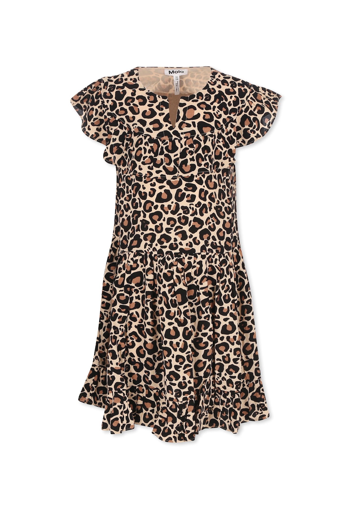 Molo Cho Ruffled Leopard-print Dress In Brown
