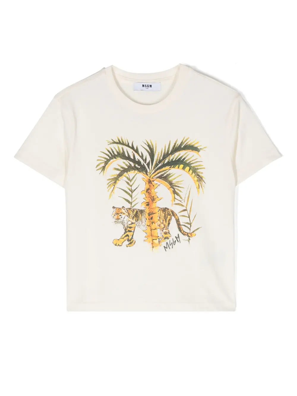Shop Msgm White T-shirt With Tiger Print
