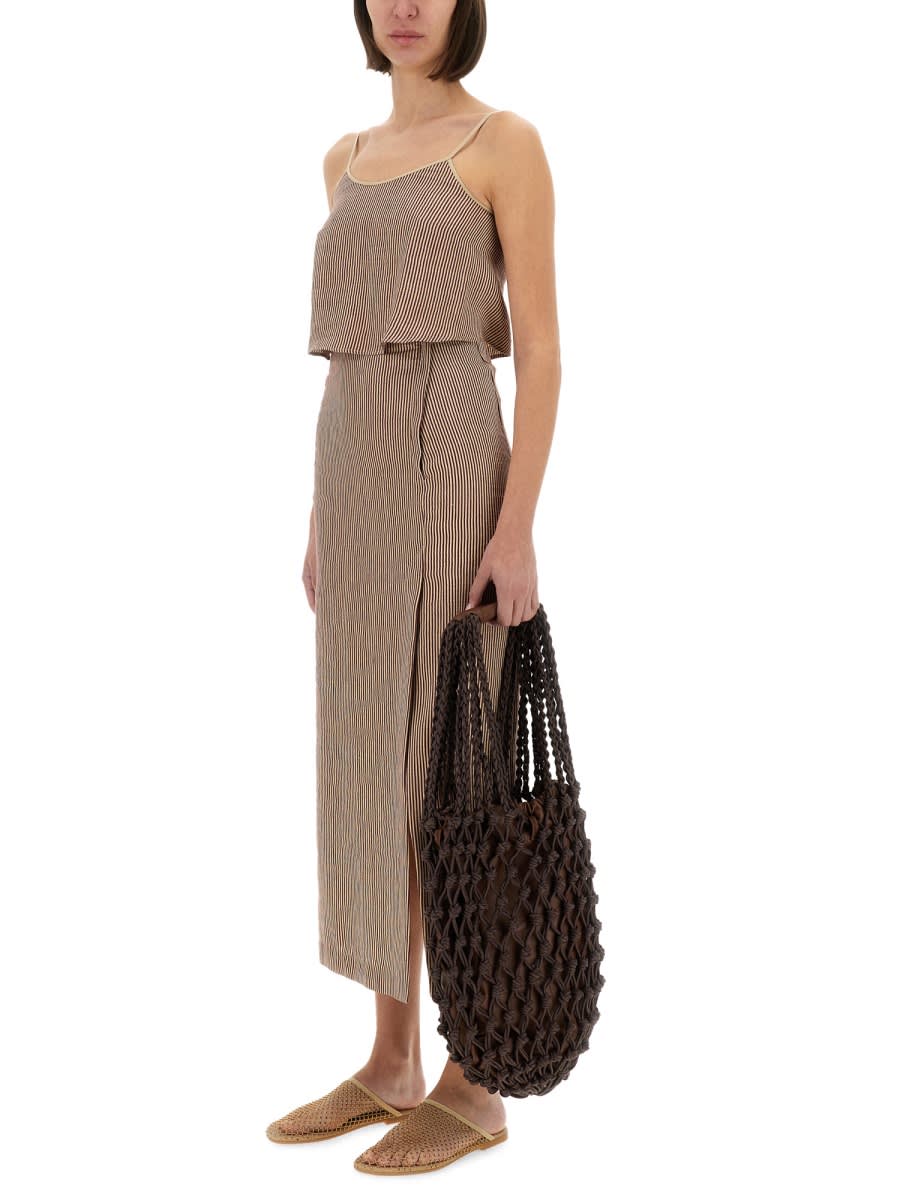 Alysi "micro Stripe" Longuette Skirt In Bordeaux