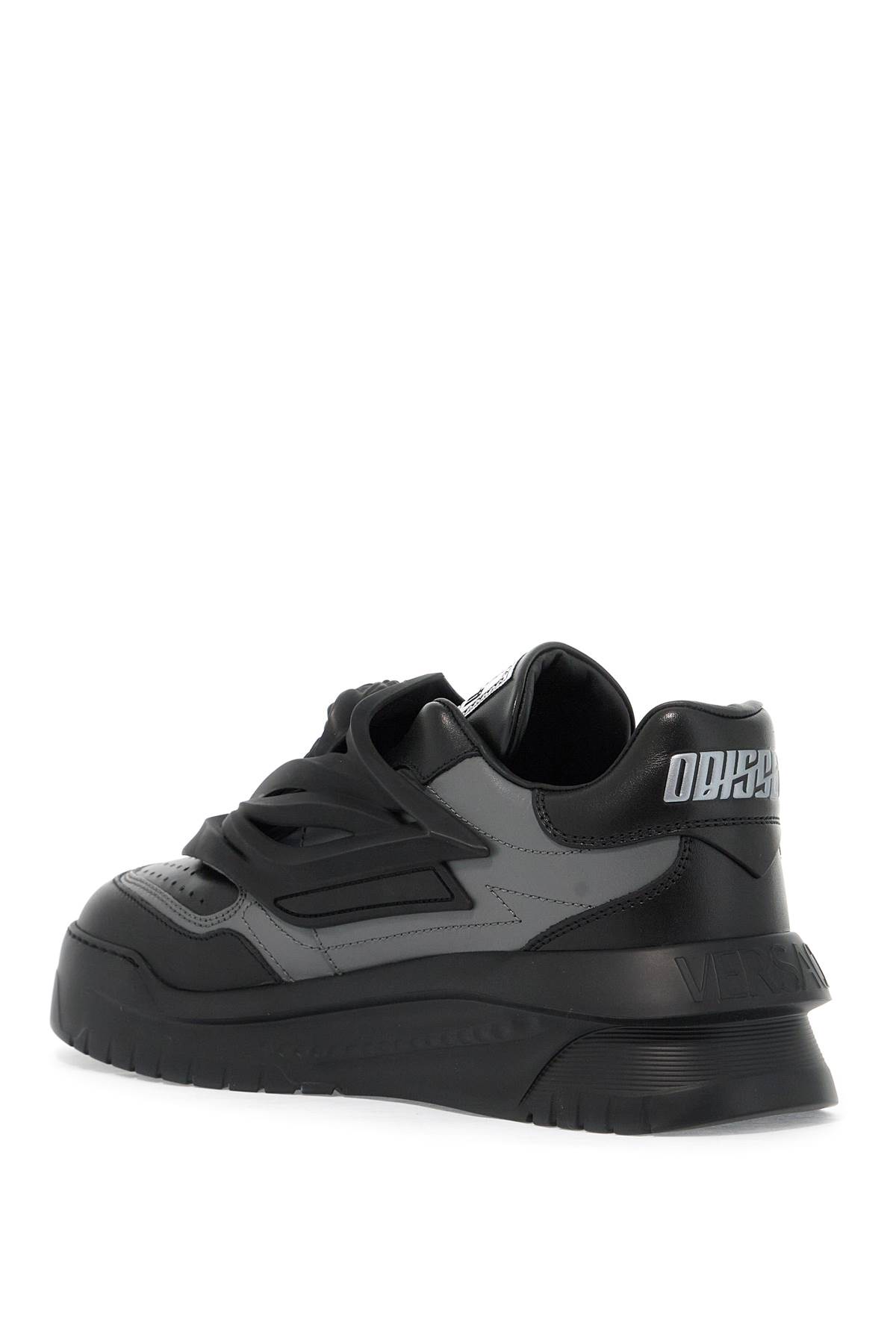 Shop Versace Odissea Sneakers In Black+anthracite (grey)