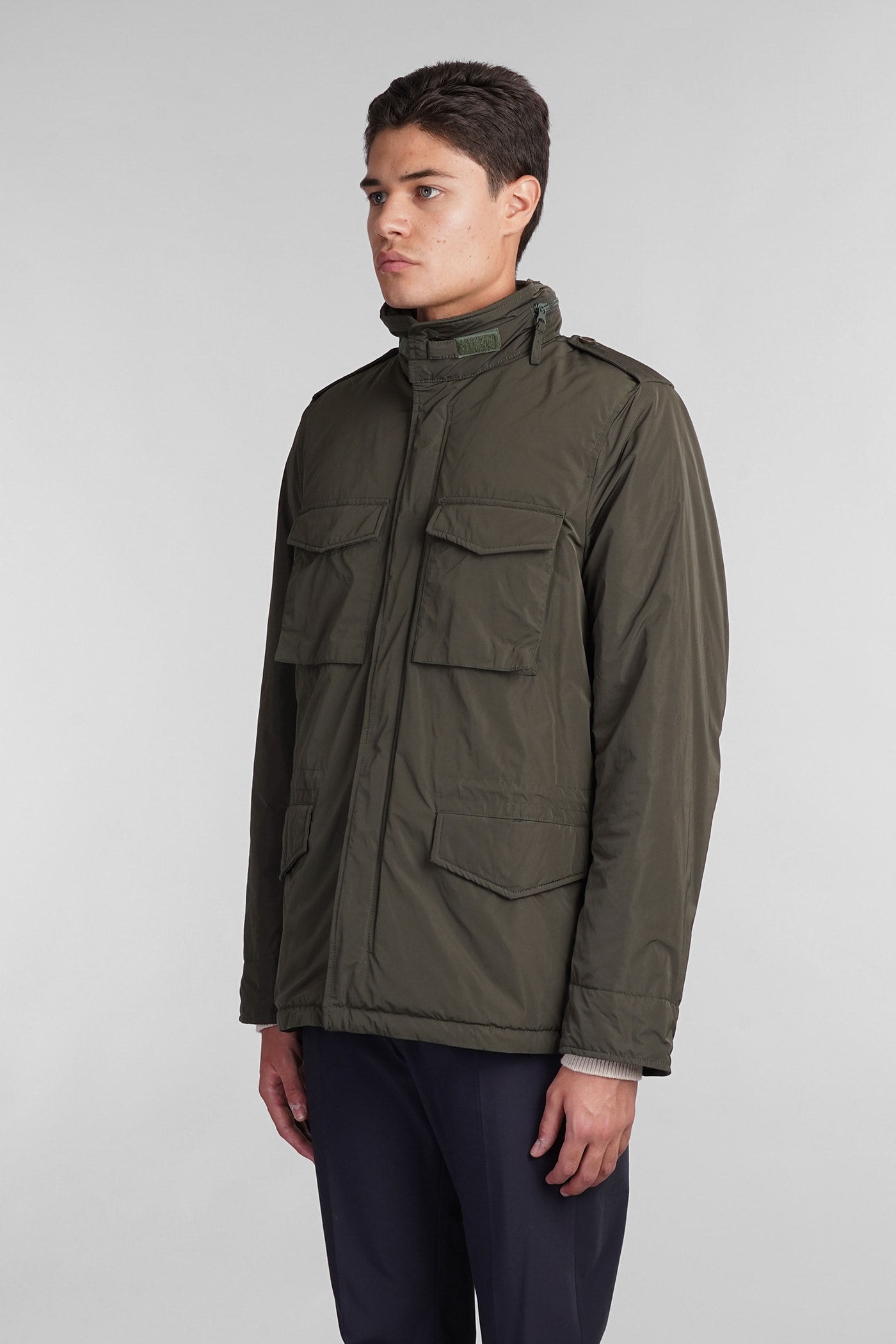 Shop Aspesi Giub Minfield Vento Casual Jacket In Green Polyester