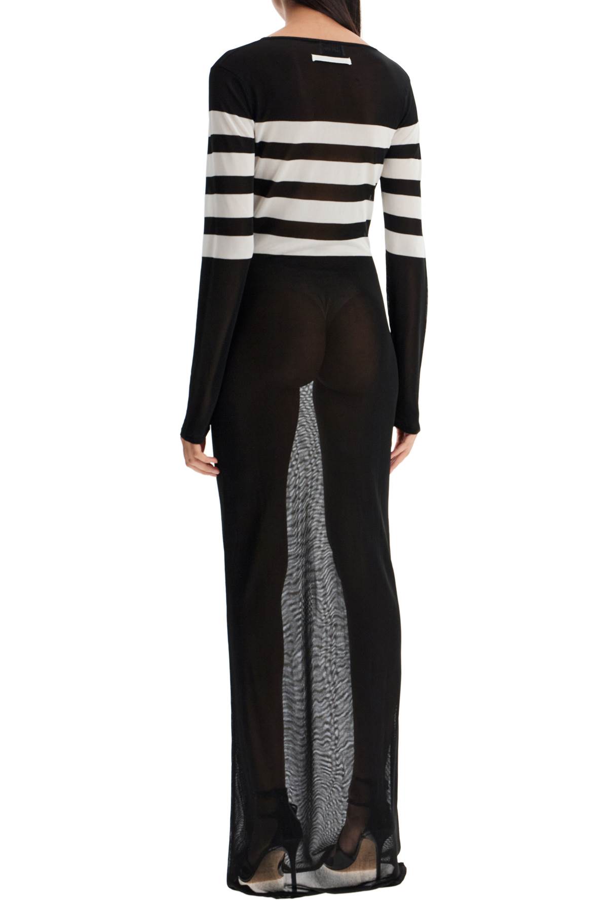 Shop Jean Paul Gaultier Signature Striped Knit Sailor Dress In Black/white (black)