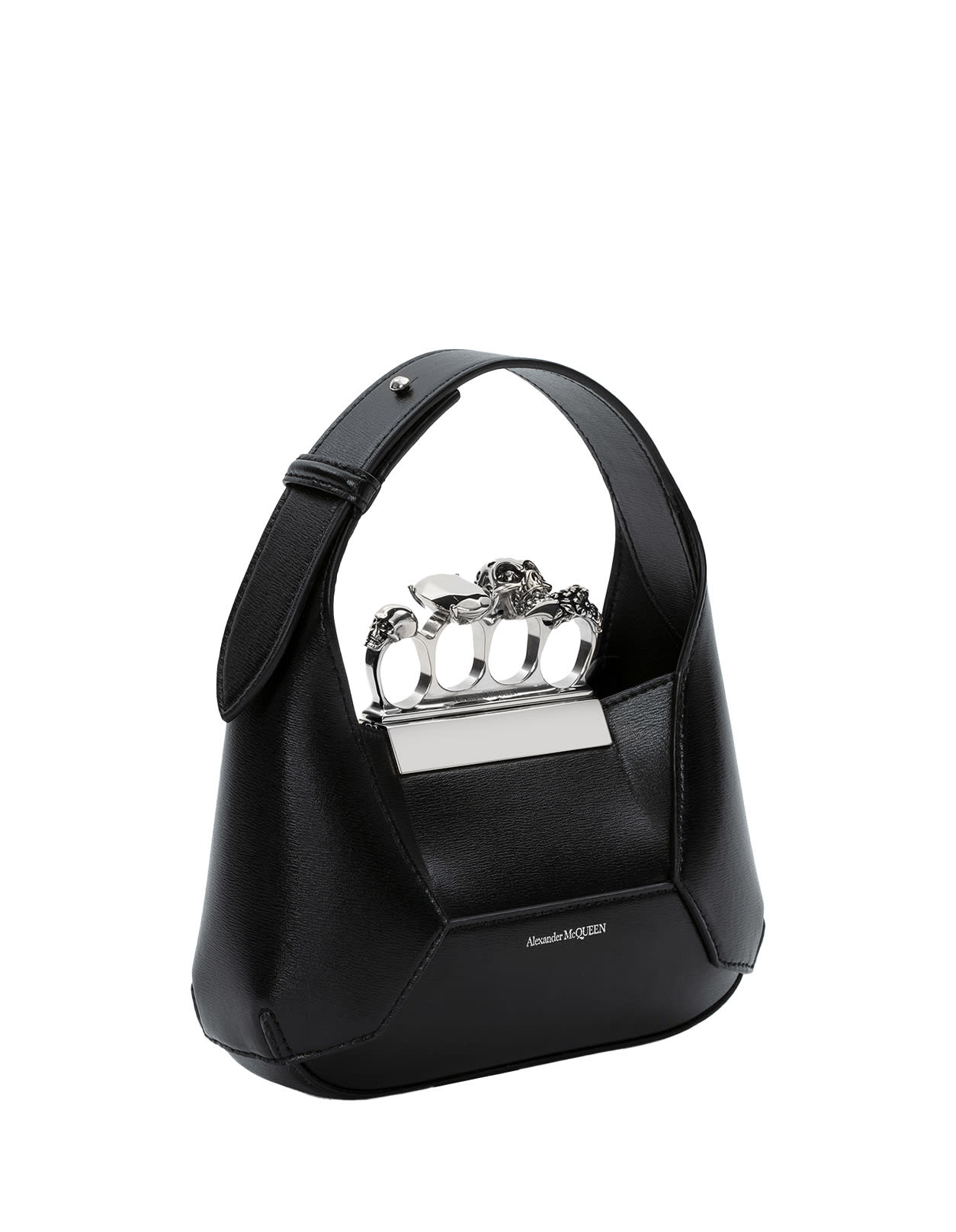 Shop Alexander Mcqueen The Jewelled Hobo Mini Bag In Black And Silver