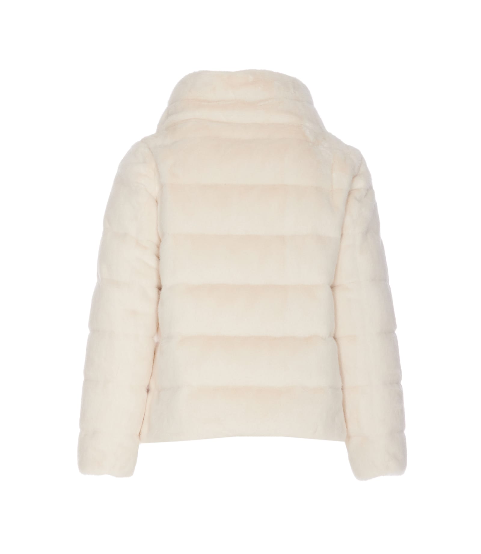 Shop Herno Fur Effect Cape Down Jacket In White