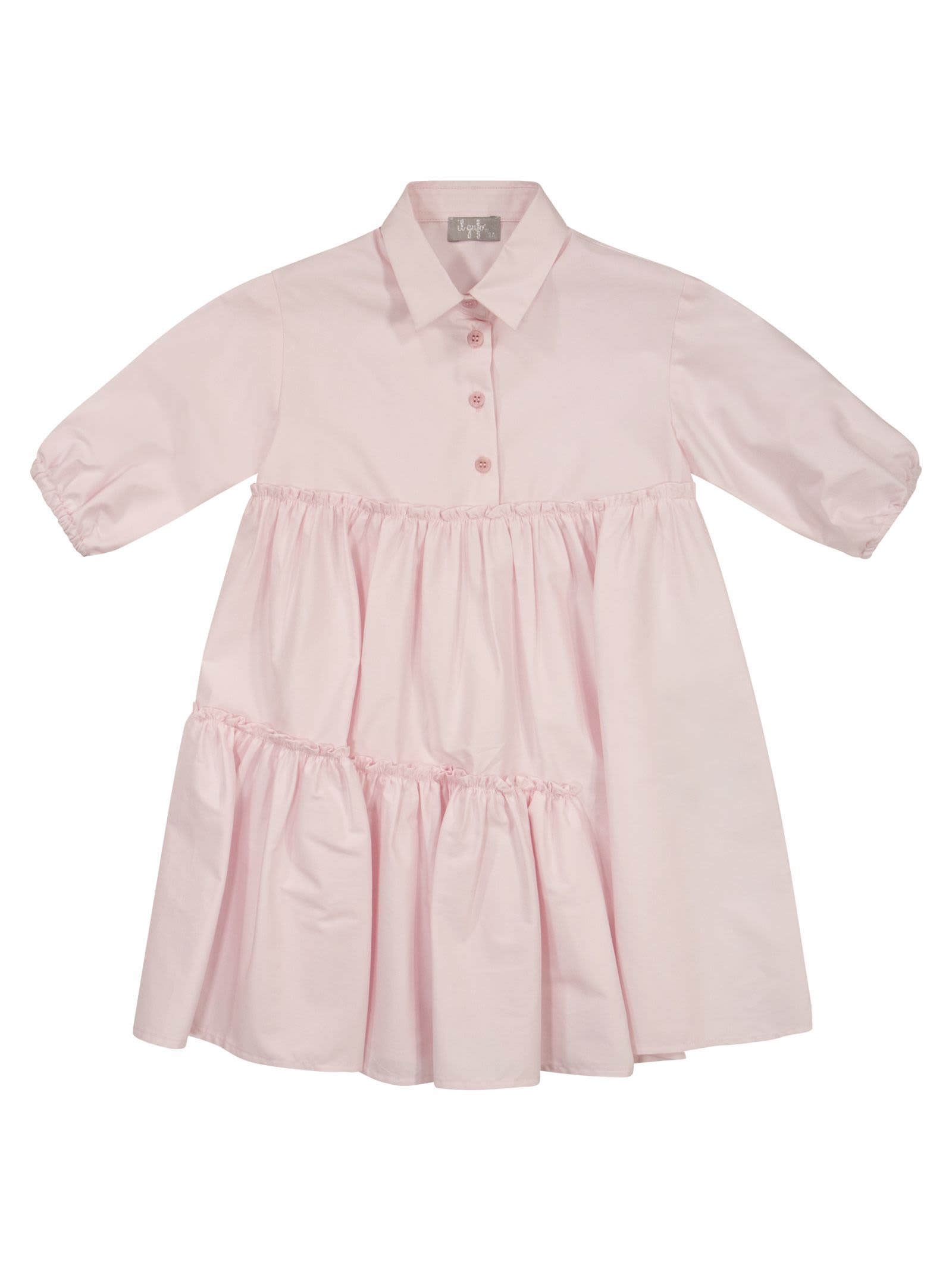 Il Gufo Kids' Cotton Satin Dress With Ruffles In Pink