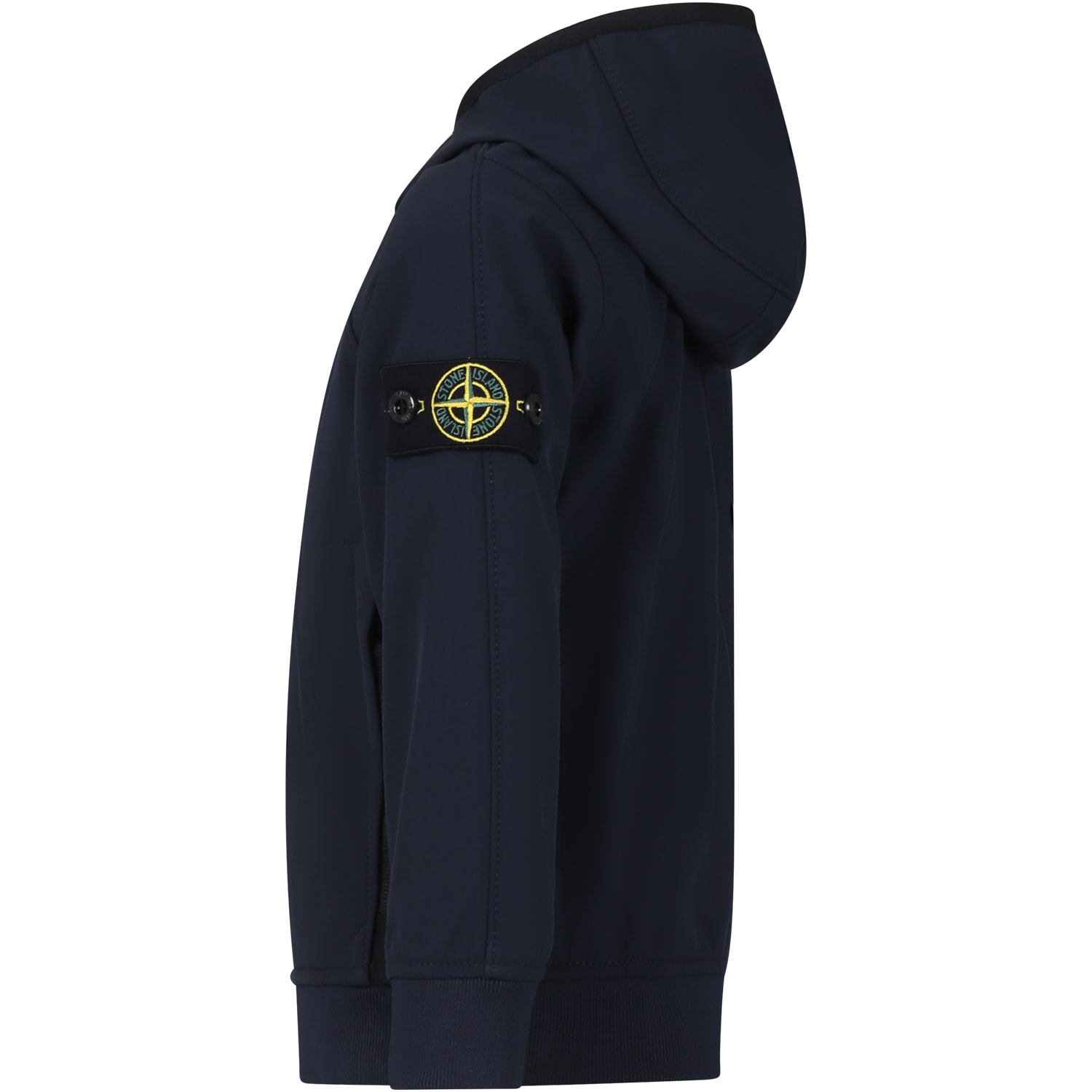 Shop Stone Island Junior Blue Jacket For Boy With Compass In Navy Blue