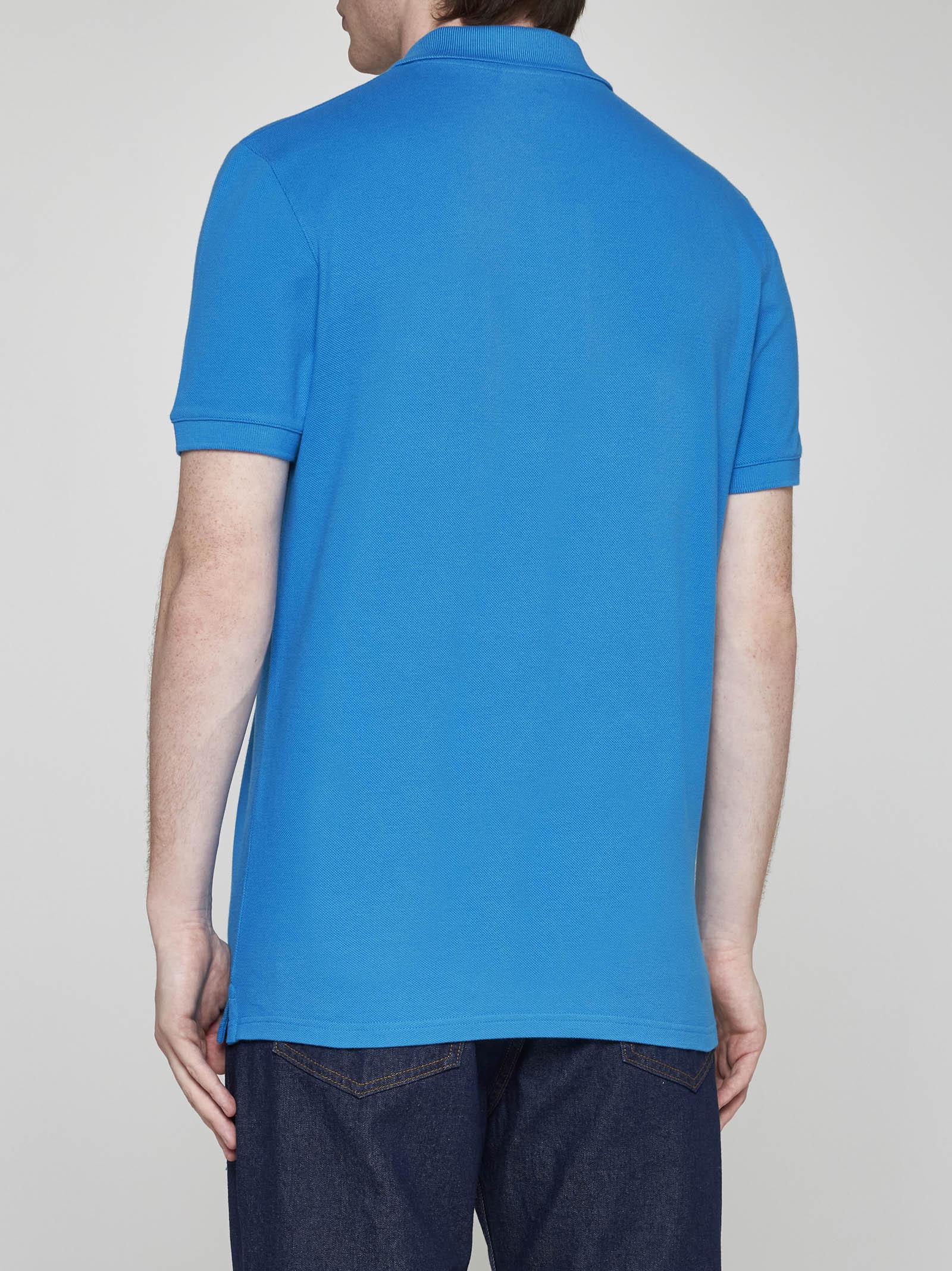 Shop Maison Kitsuné Fox Head Patch Cotton Polo Shirt In Blue