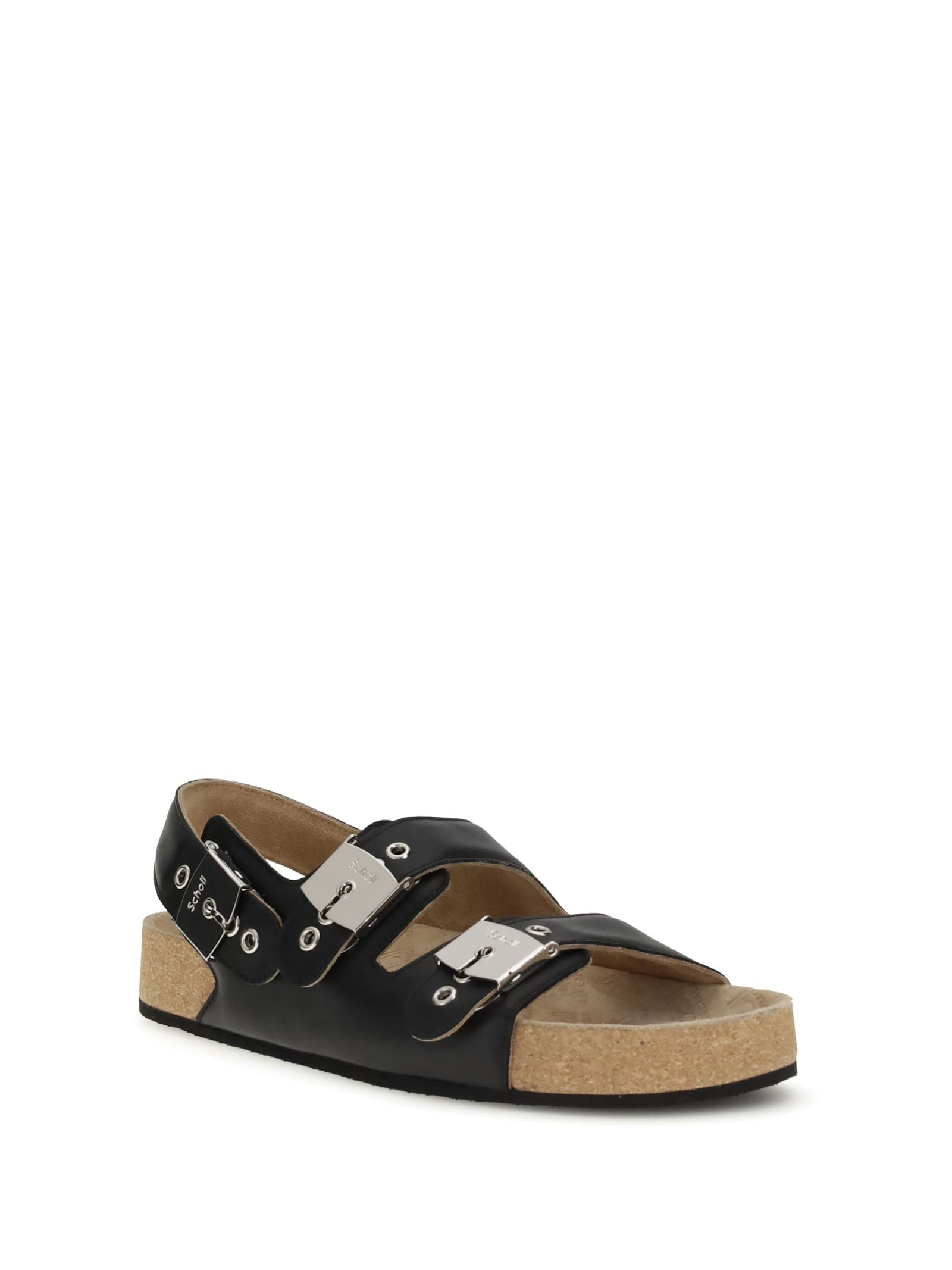Balenciaga X Scholl Leather Sandals In Black